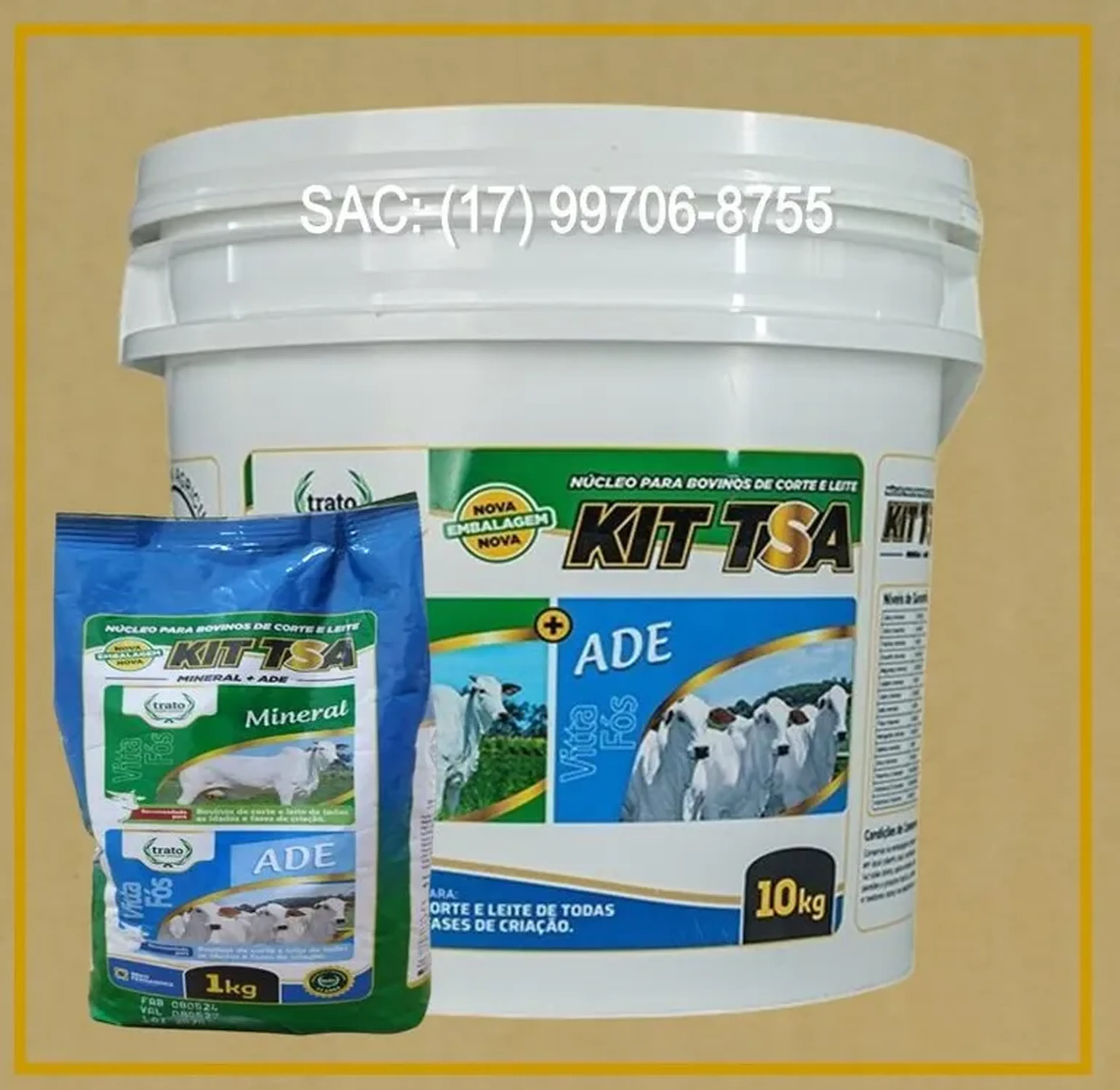 O KIT TSA 2X1 MINERAL + ADE, PARA BOVINOS imagem