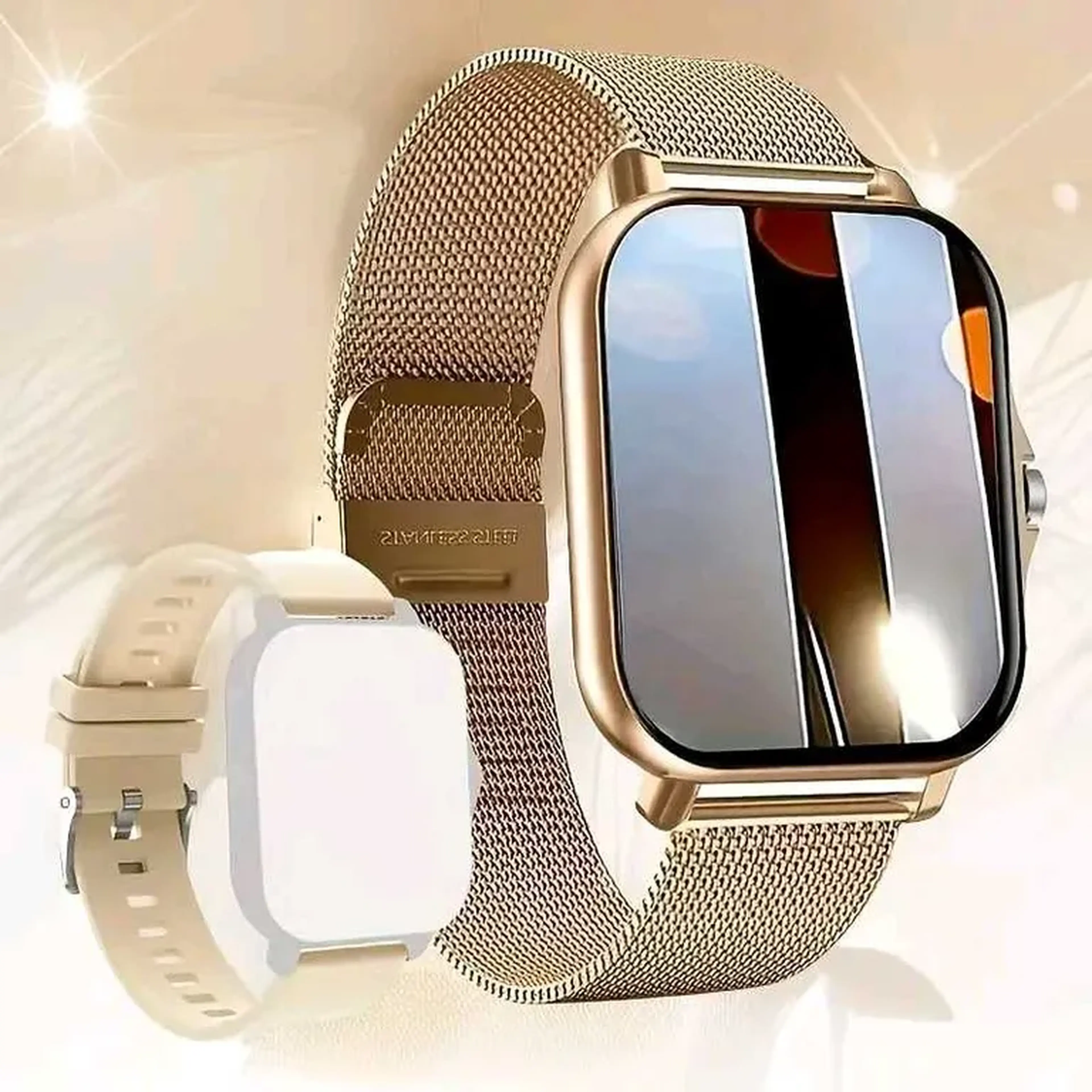 Relógio inteligente Unisexx com pulseira em malha imagem