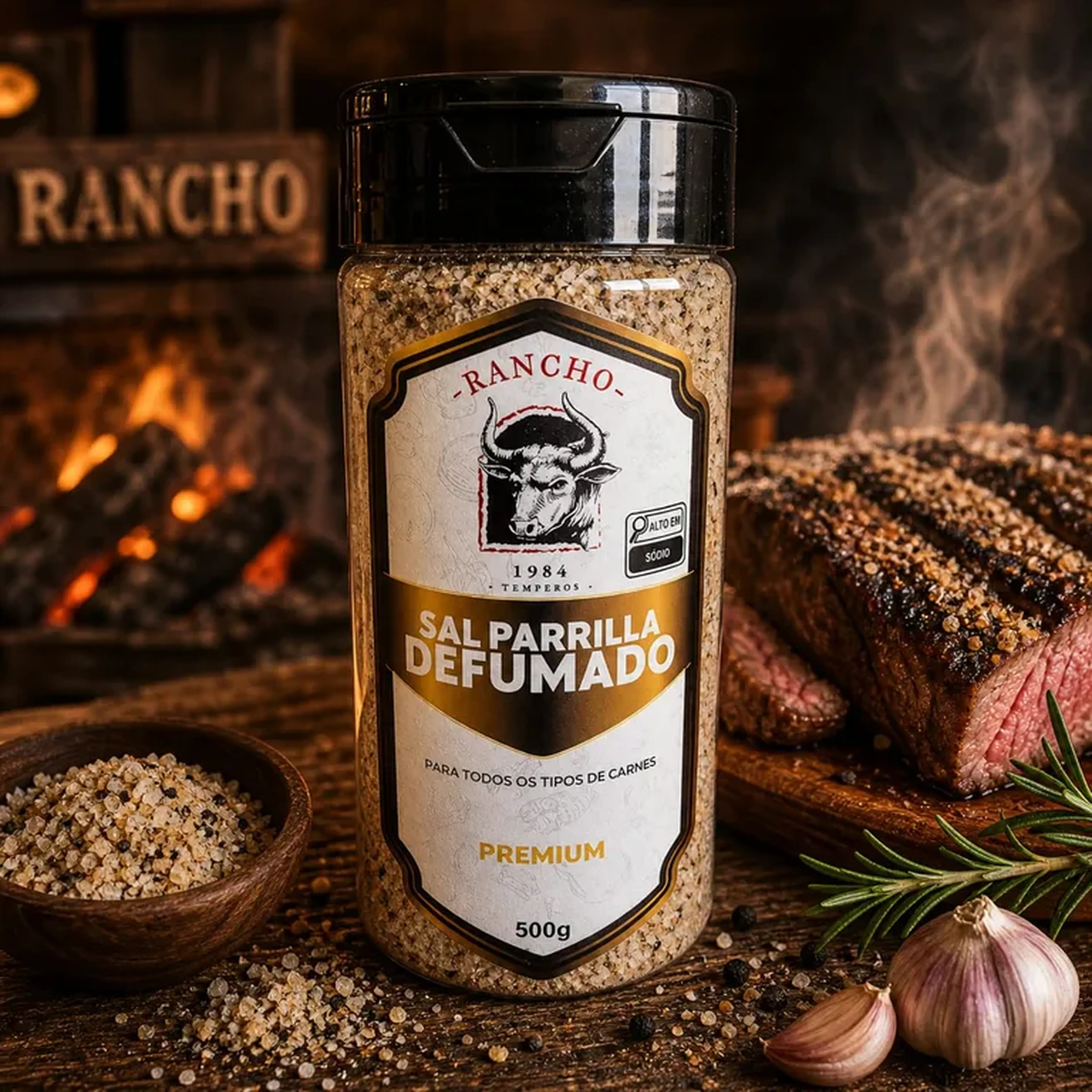 Tempero Para Churrasco Sal Defumado Rancho 1984 390g imagem