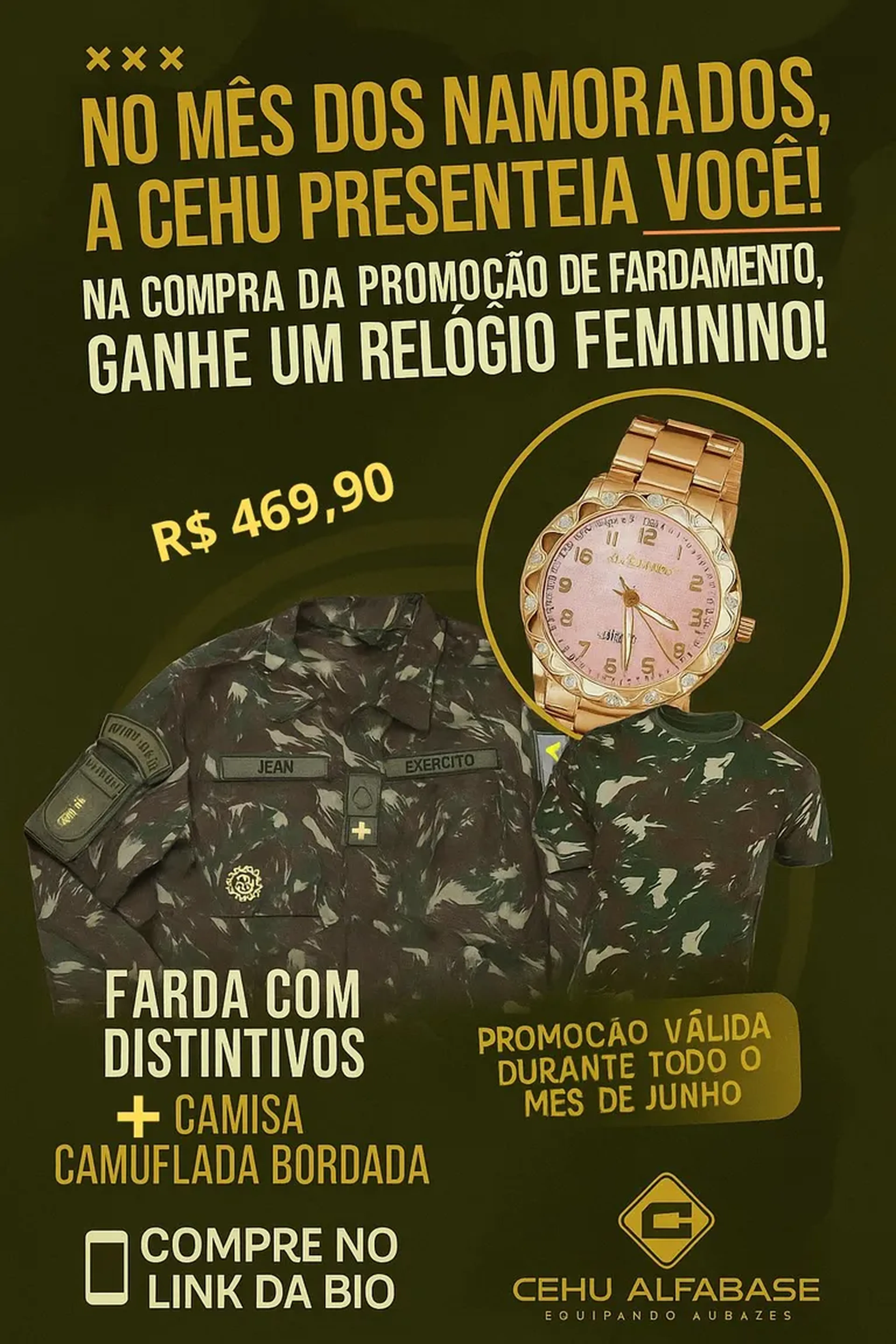 PROMO JUNHO FARDA COM DISTINTIVOS + CAMISA + RELÓGIO imagem