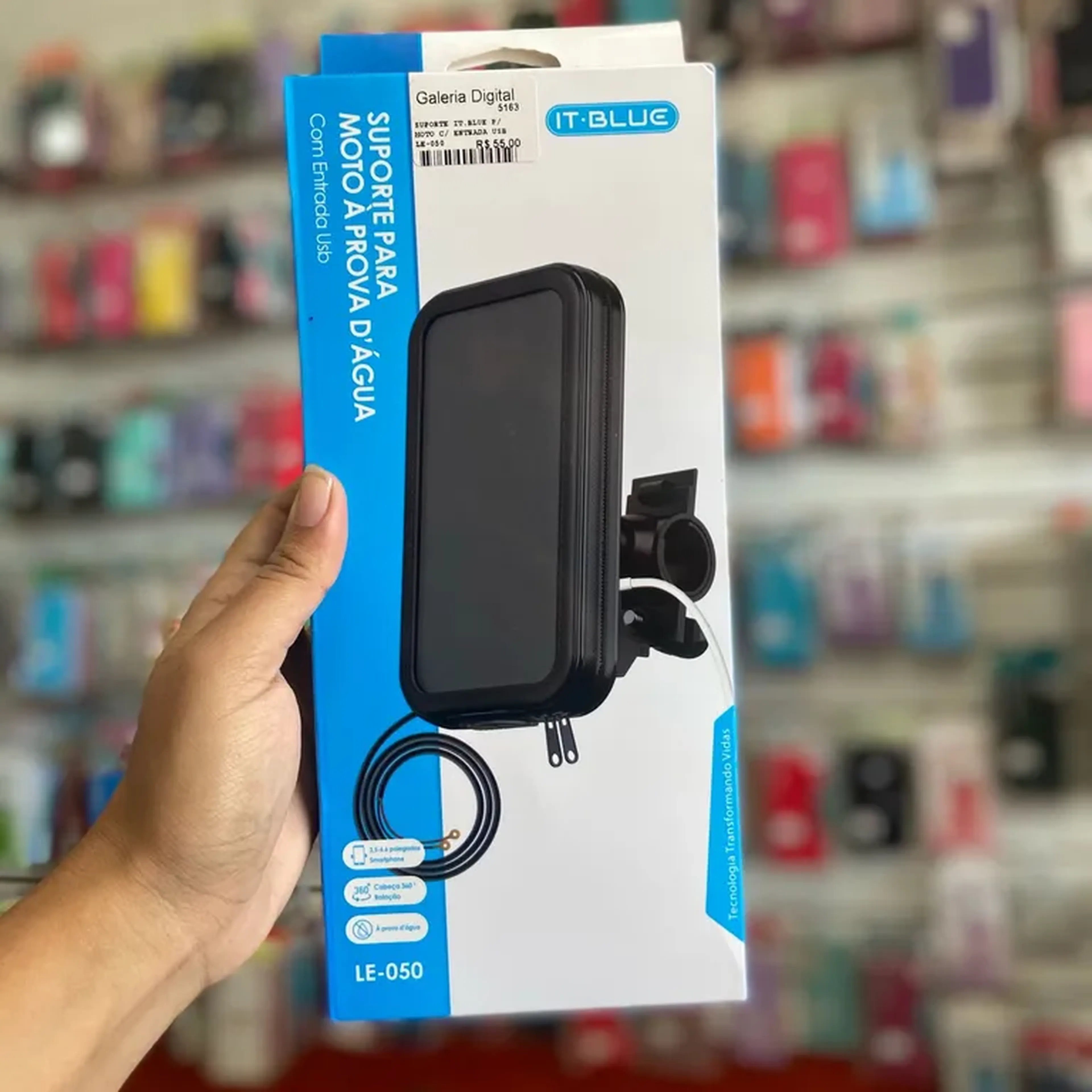 Suporte it.blue pra moto com entrada usb imagem
