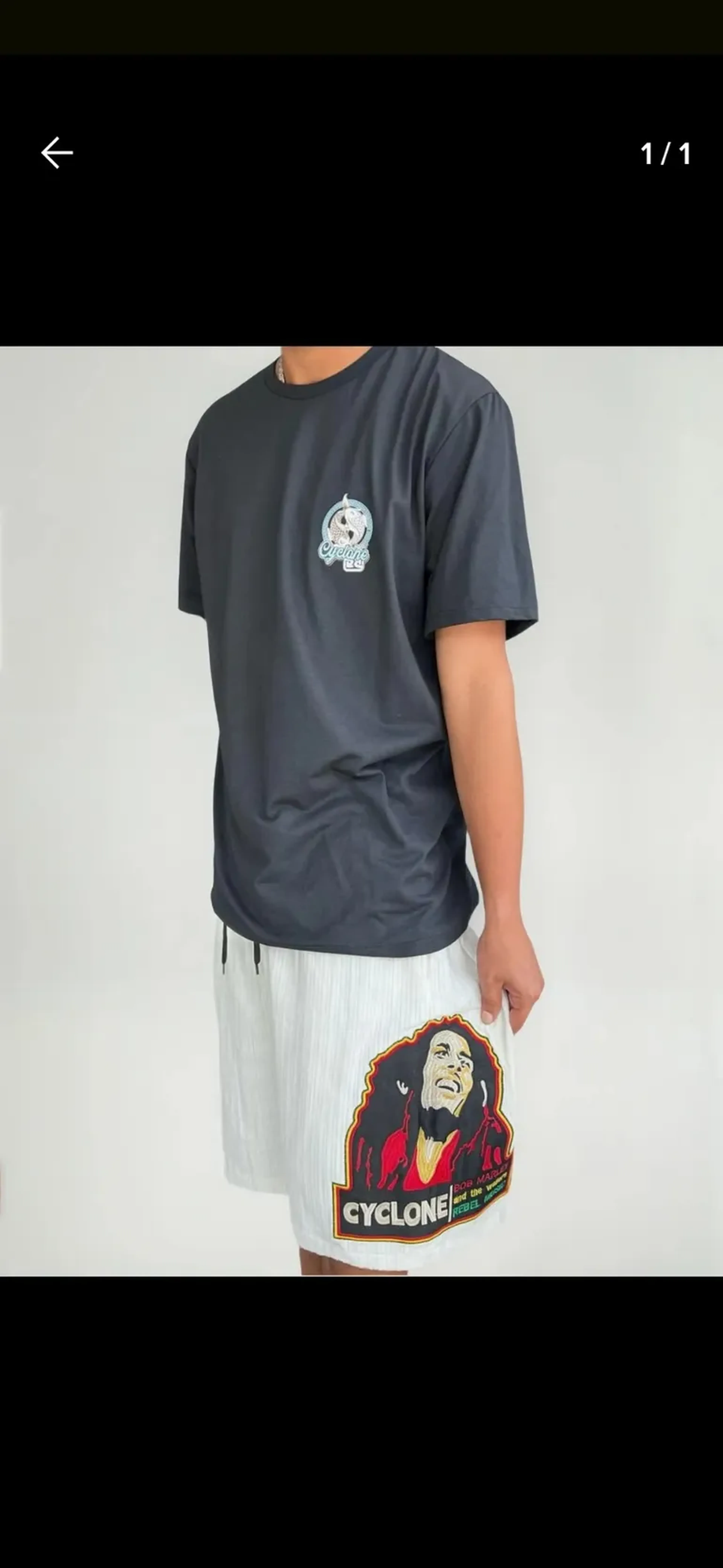 Conjunto Black Bermuda Cyclone veludo camiseta de algodao imagem