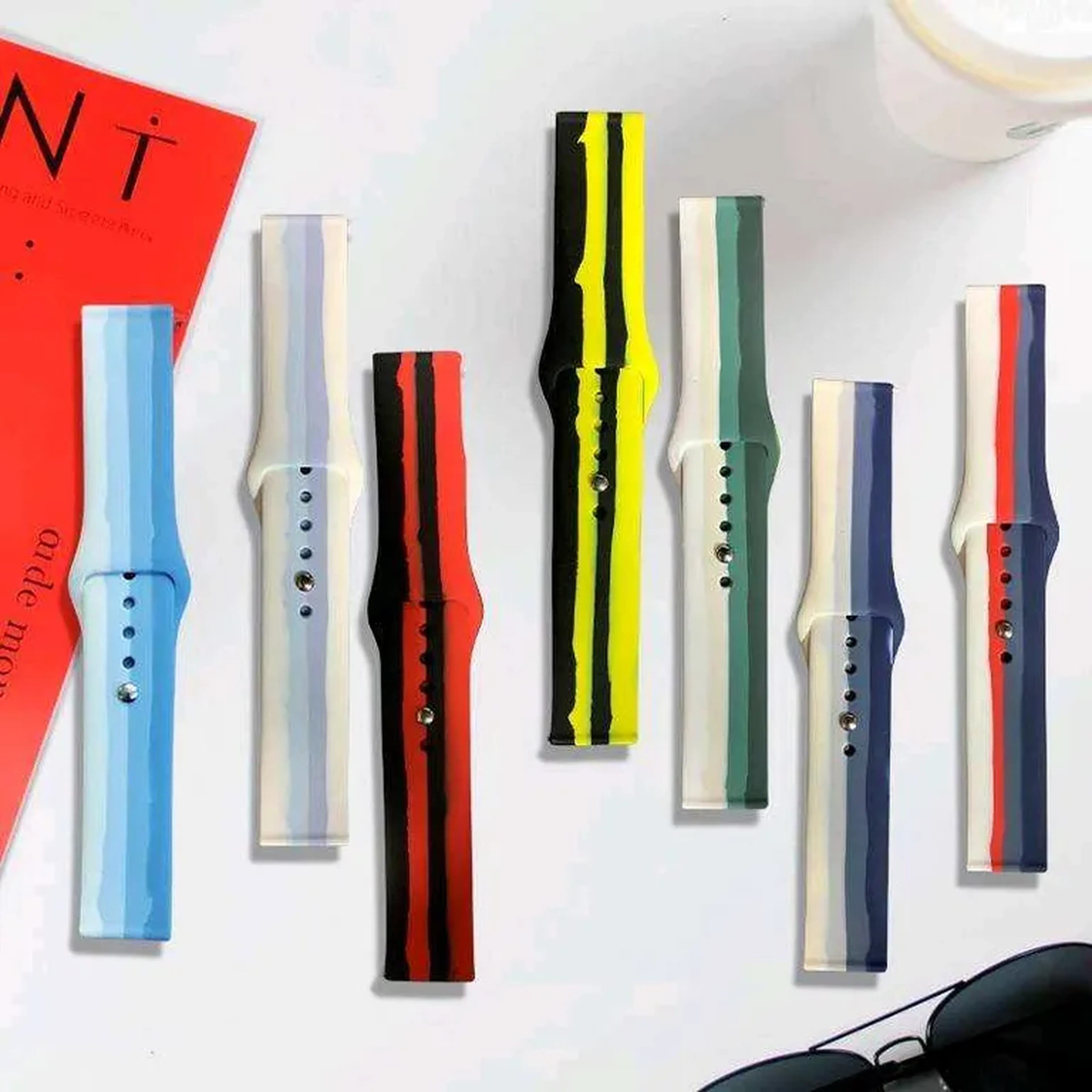Pulseira de Silicone Listrada com Pino - 20mm imagem