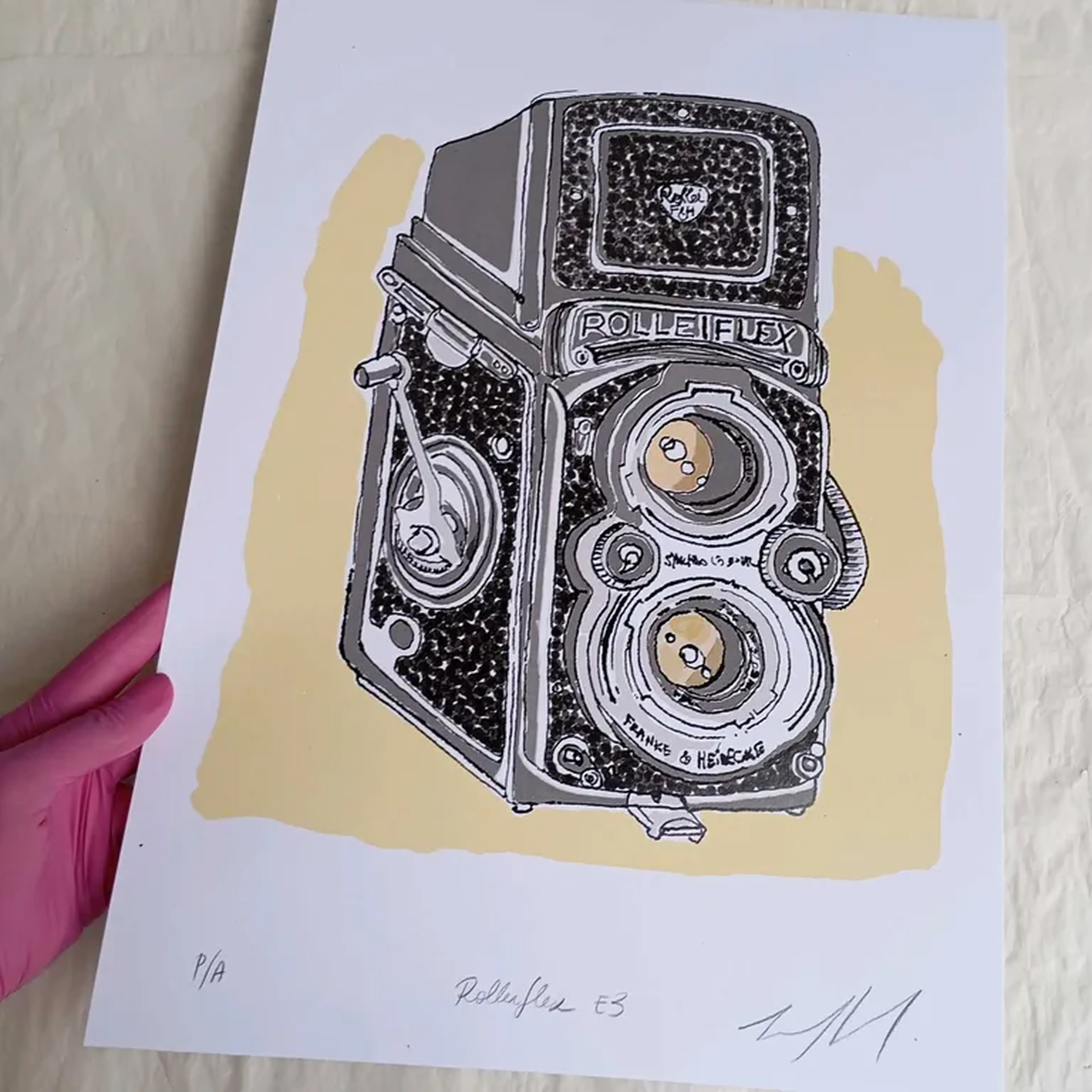 We Love Cameras - Rolleiflex E3 - 30x42 cm gravura assinada imagem