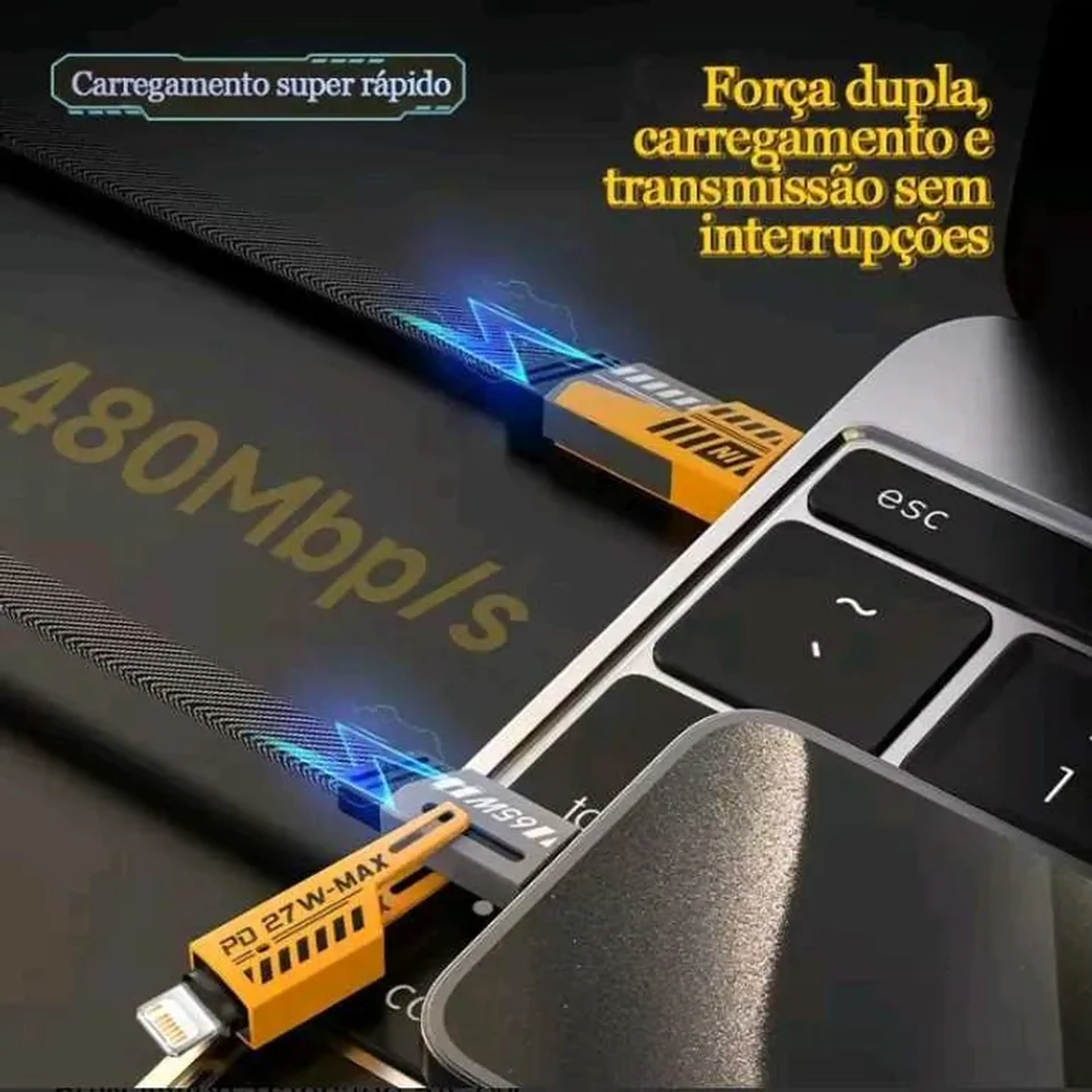 Cabo 4 em 1 Multifuncional Mecha, Super-Rapido 27w 60w Nylon imagem