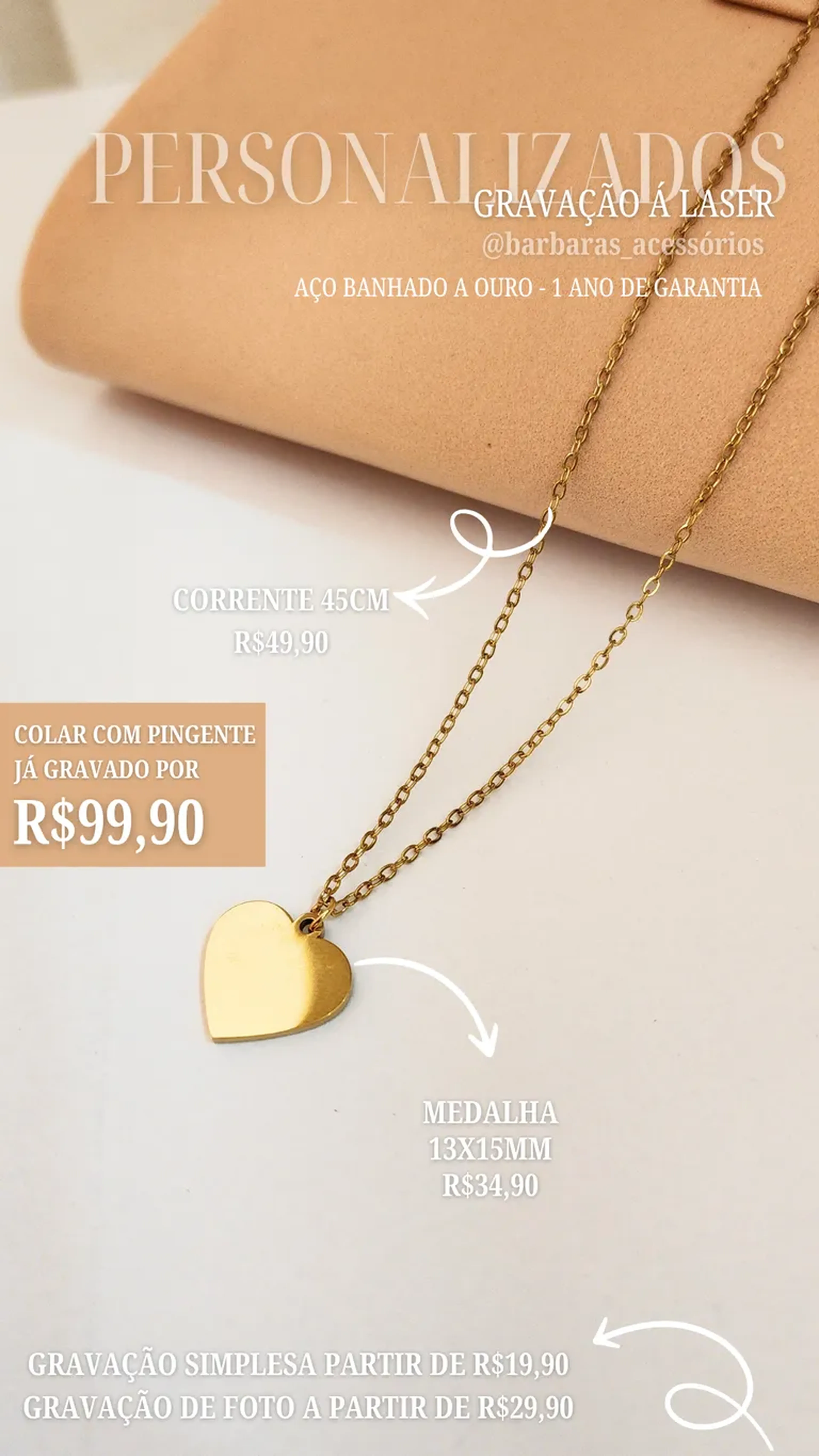 COLAR MEDALHA GOTA 13X15MM AÇO BANHADO imagem