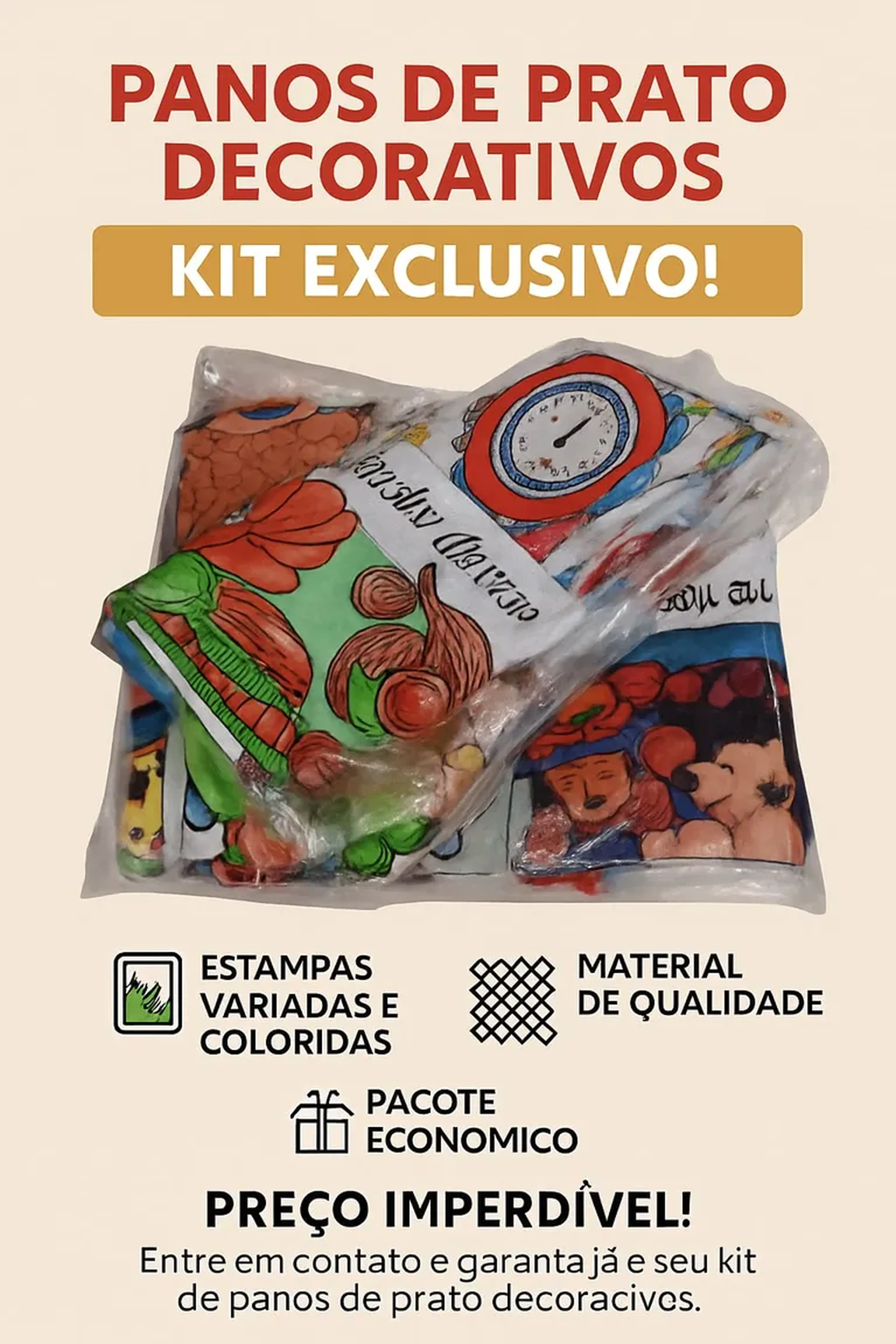 KIT PANO DE PRATO 12 UN imagem