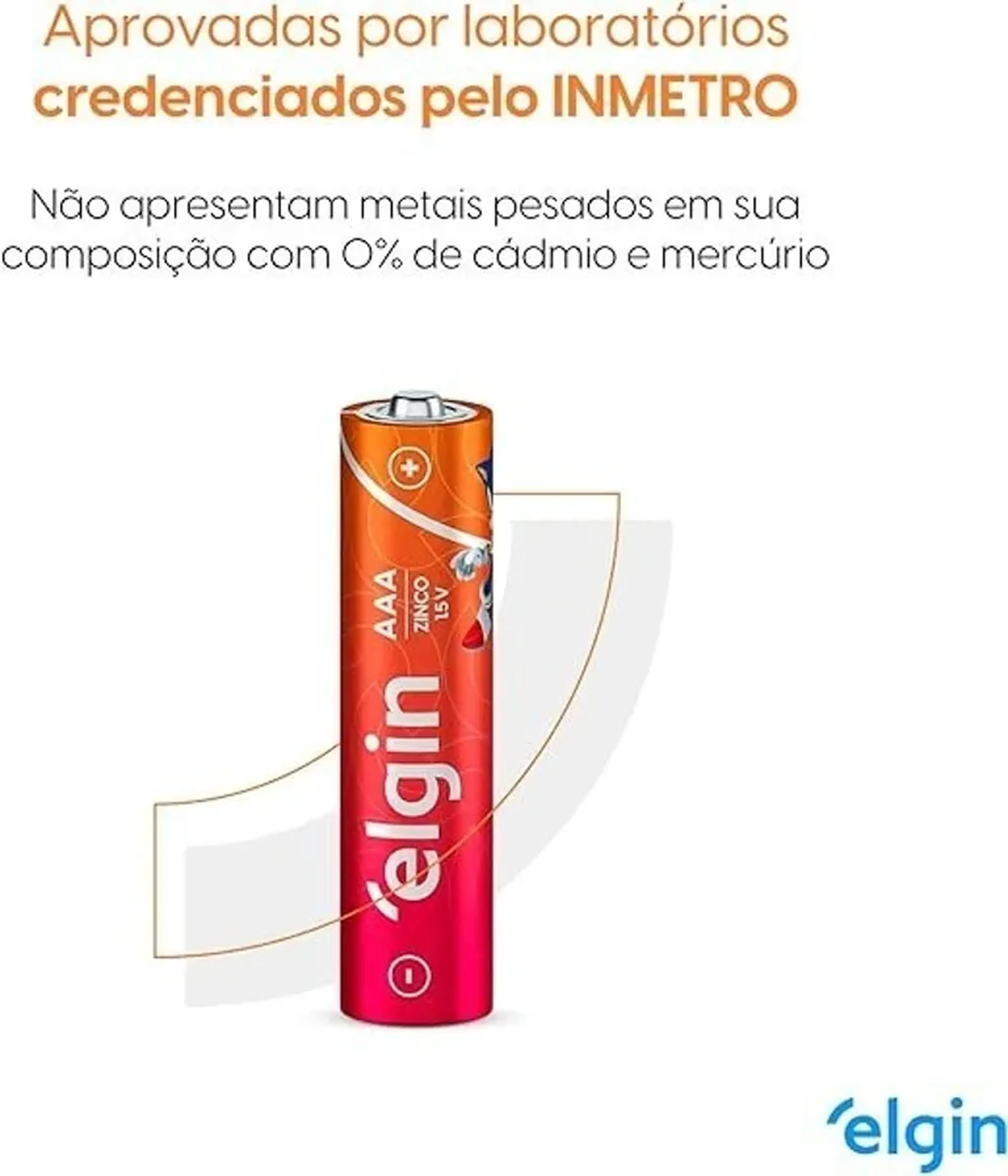 Pilha AAA Elgin - Tubo de Zinco imagem