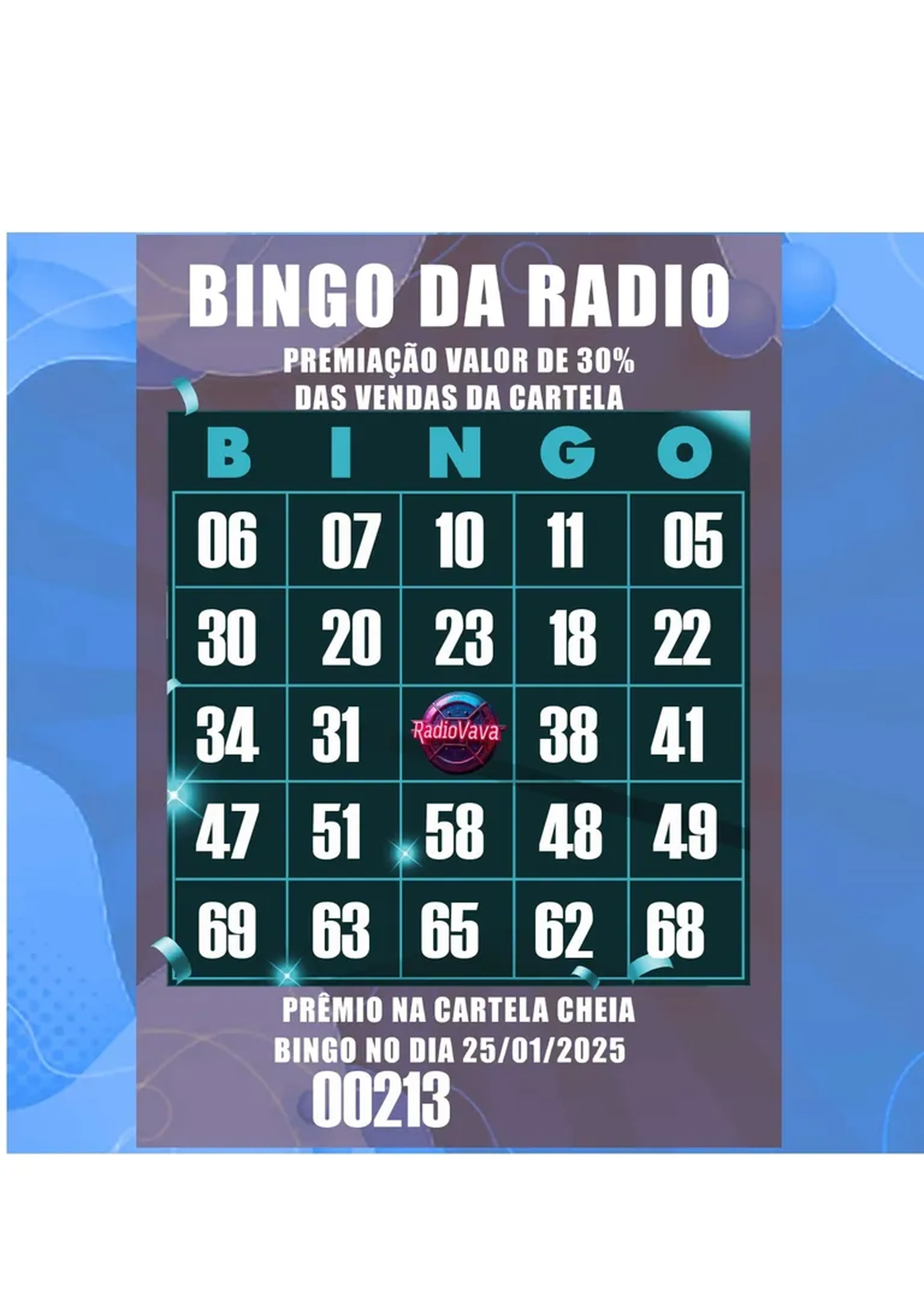 CARTELA BINGO Nº 213 imagem