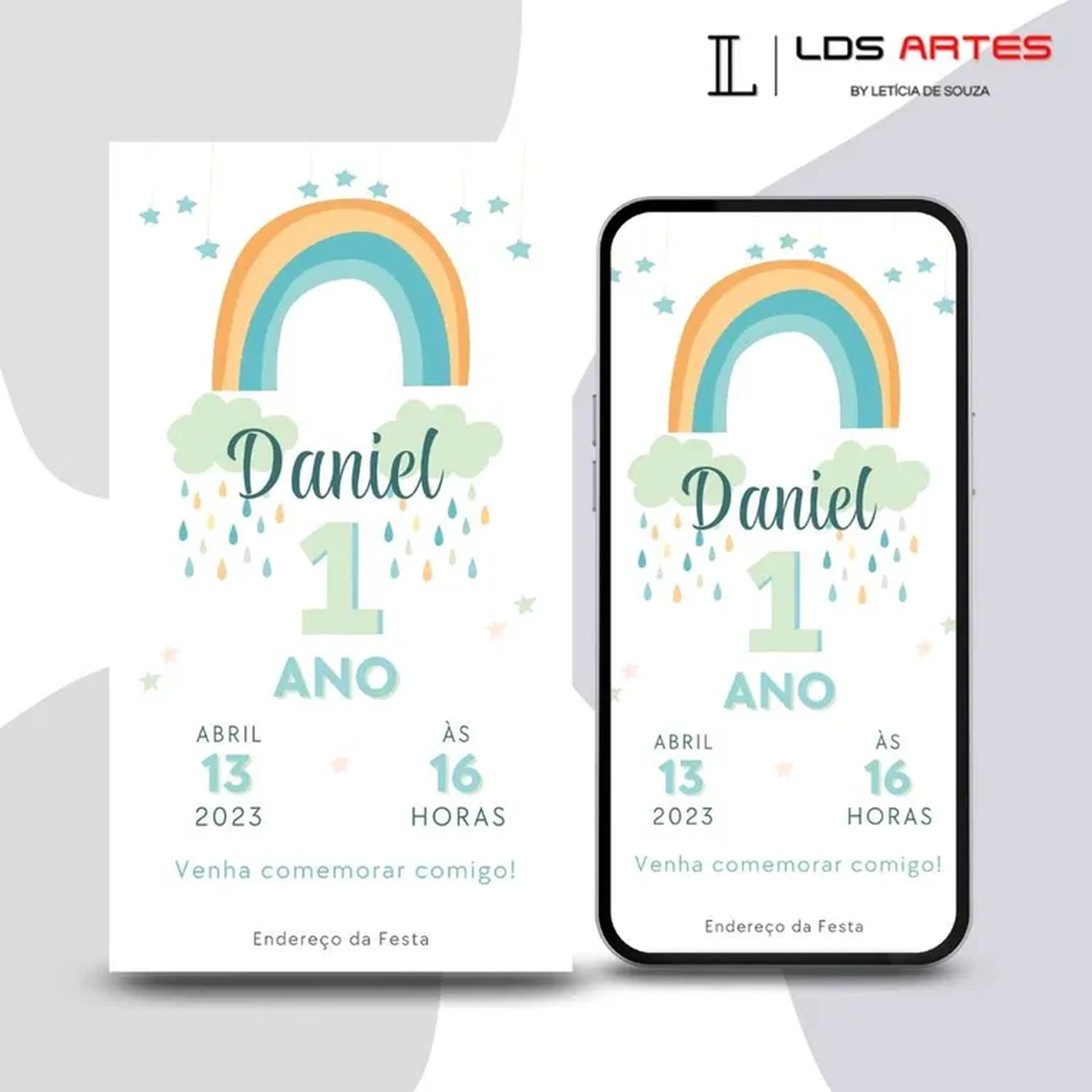 Convite Digital - Arco-íris (Nuvem) imagem