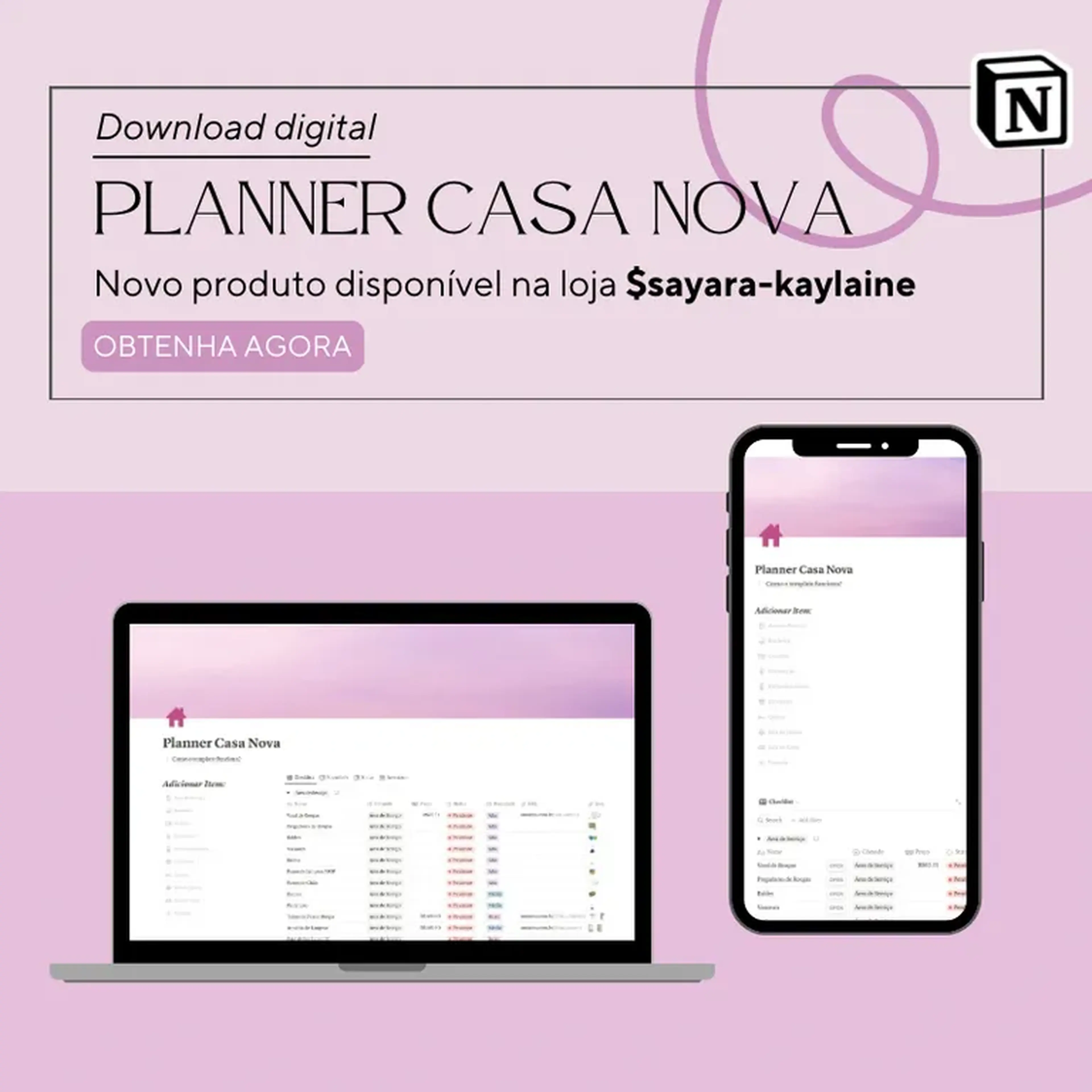 Template Notion: Planner Casa Nova imagem