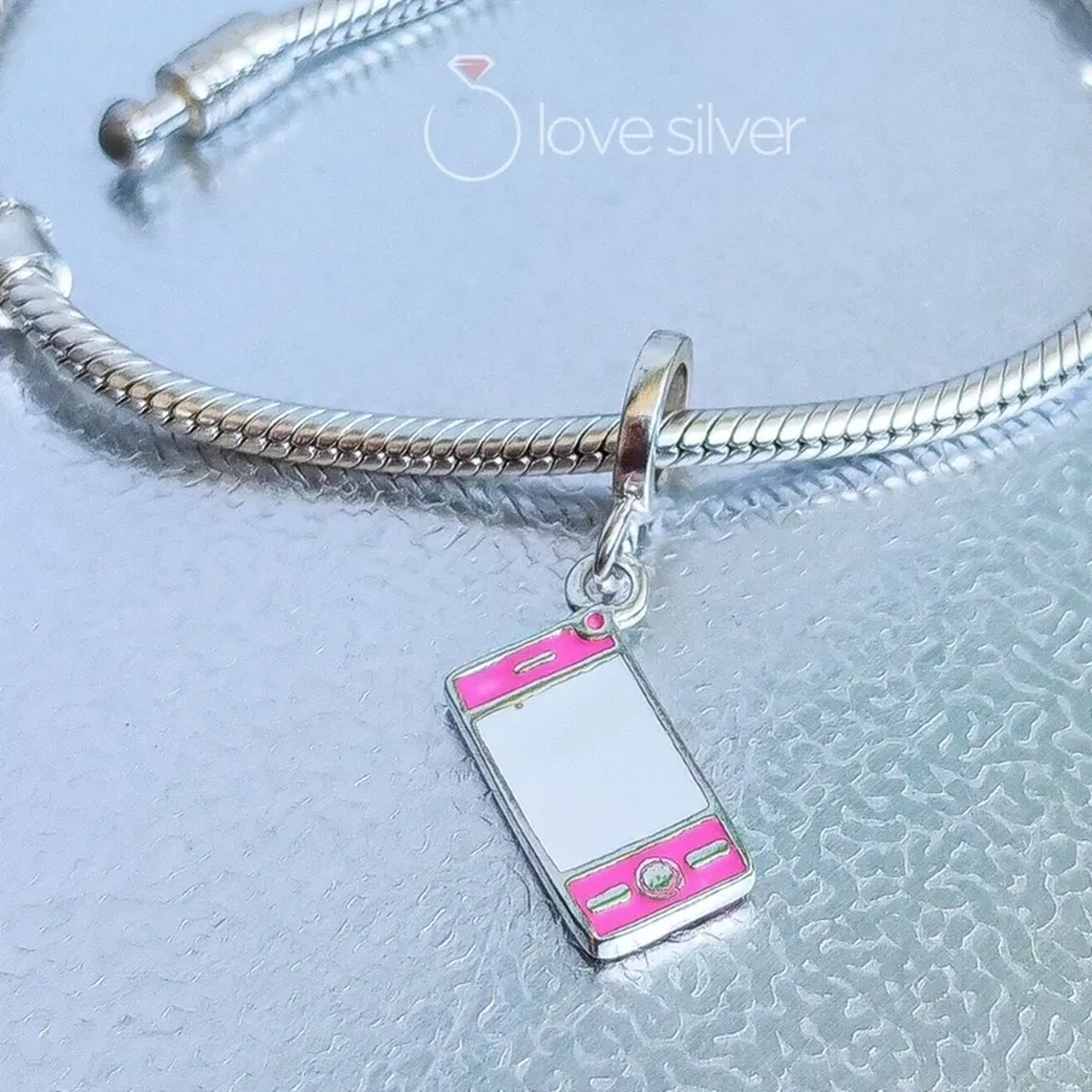 Berloque Celular em Prata 925 com Resina Colorida imagem