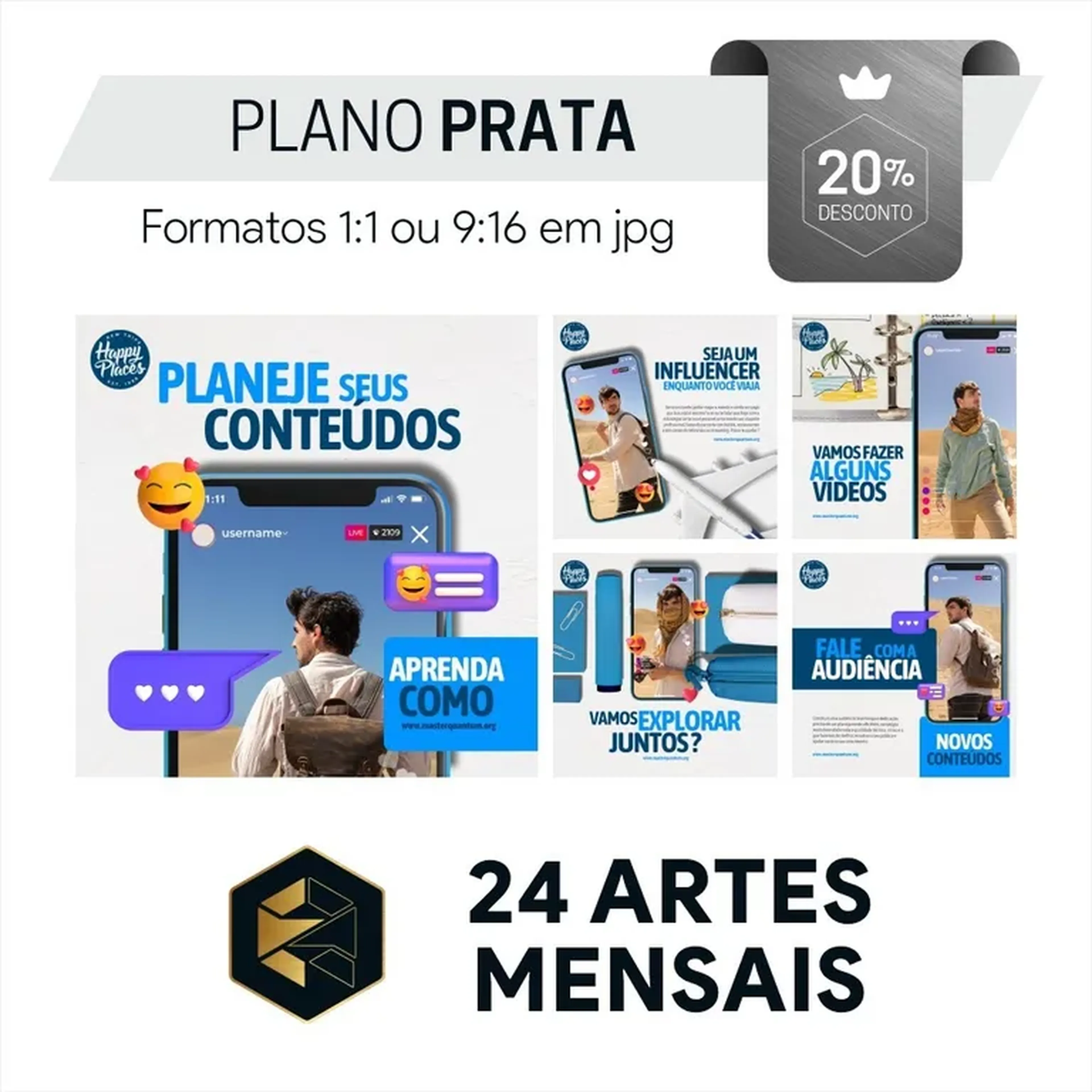 24 Artes para Redes Sociais - Mensal imagem