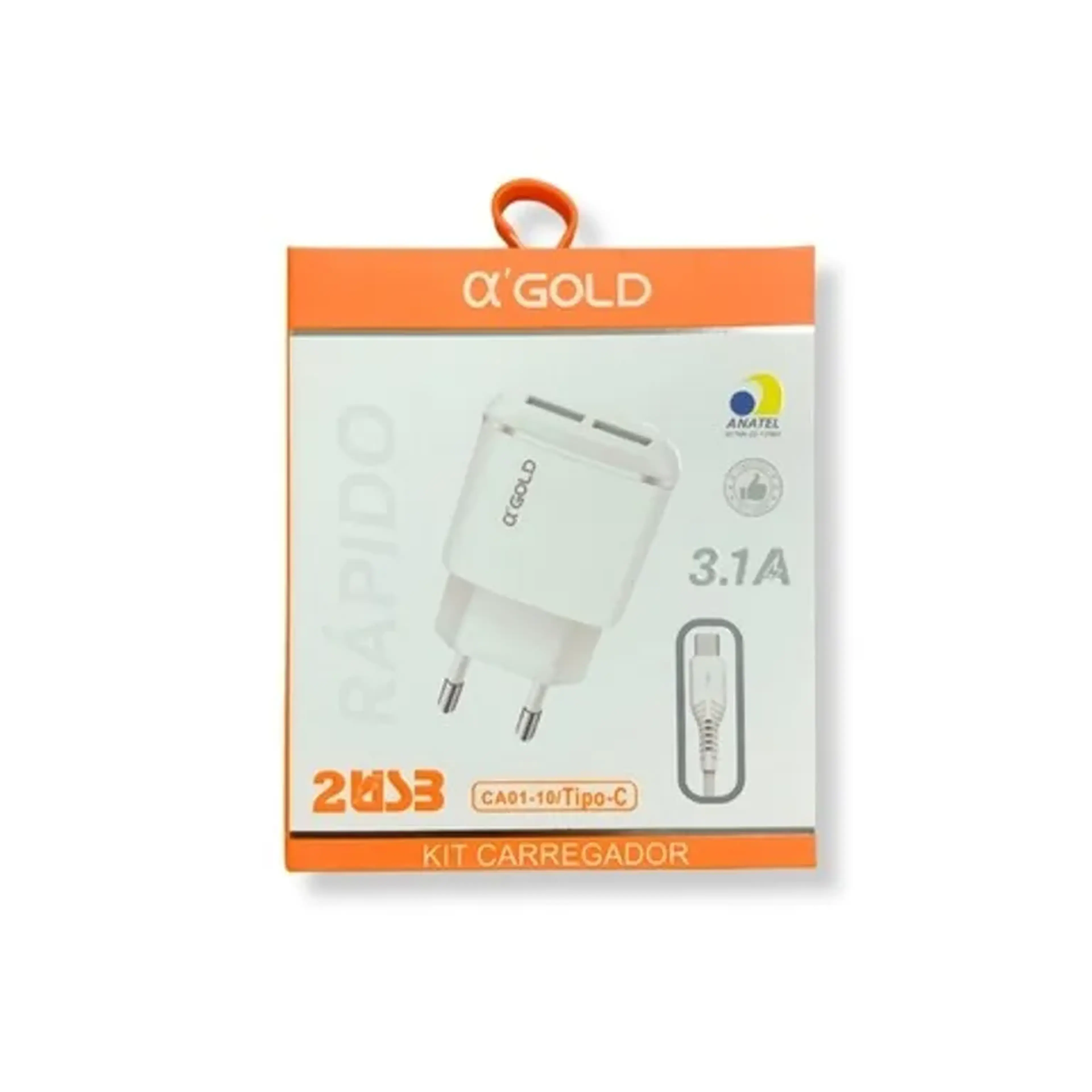 KIT CARREGADOR TYPE-C GOLD 3.1A imagem