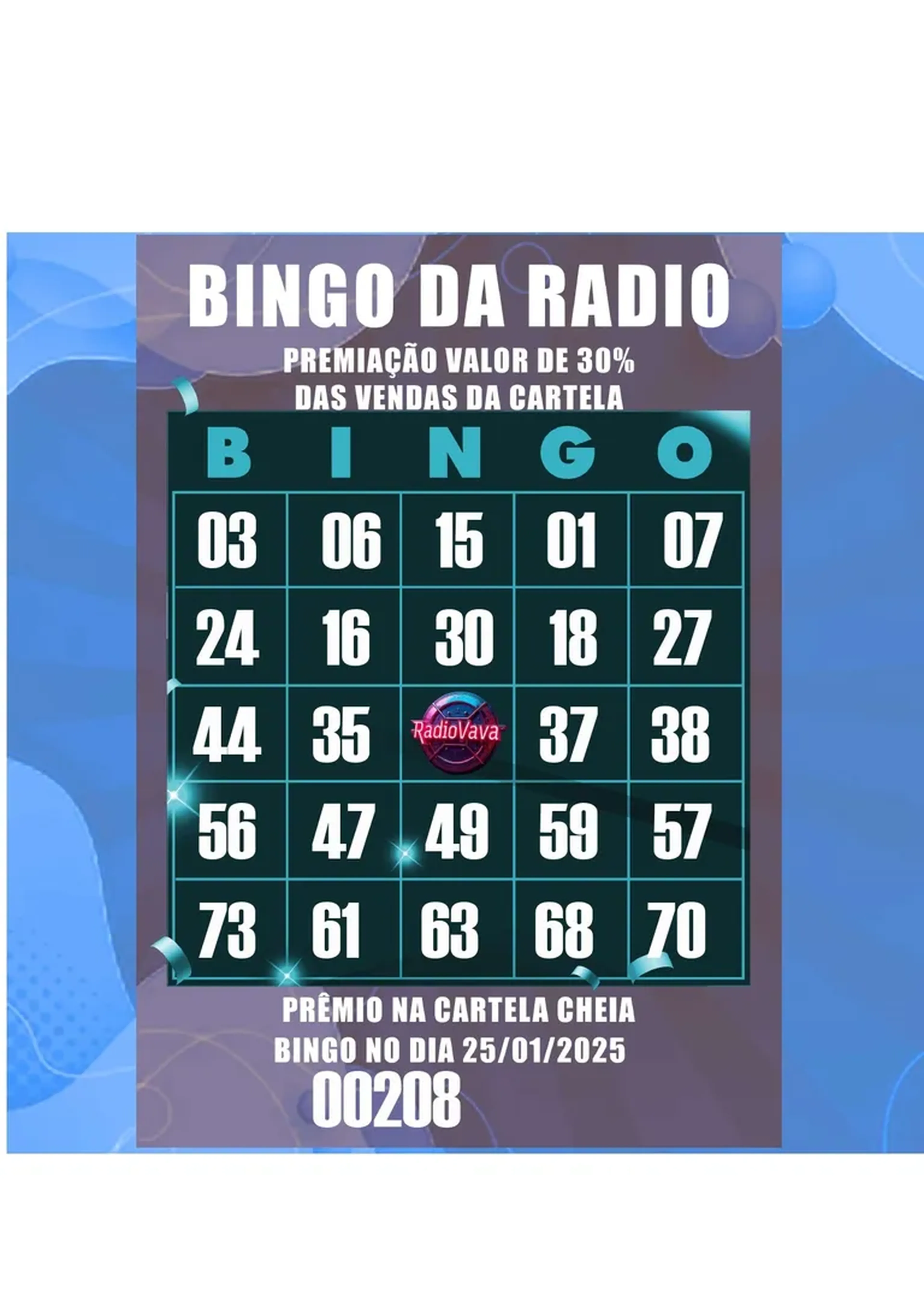 CARTELA BINGO Nº 208 imagem