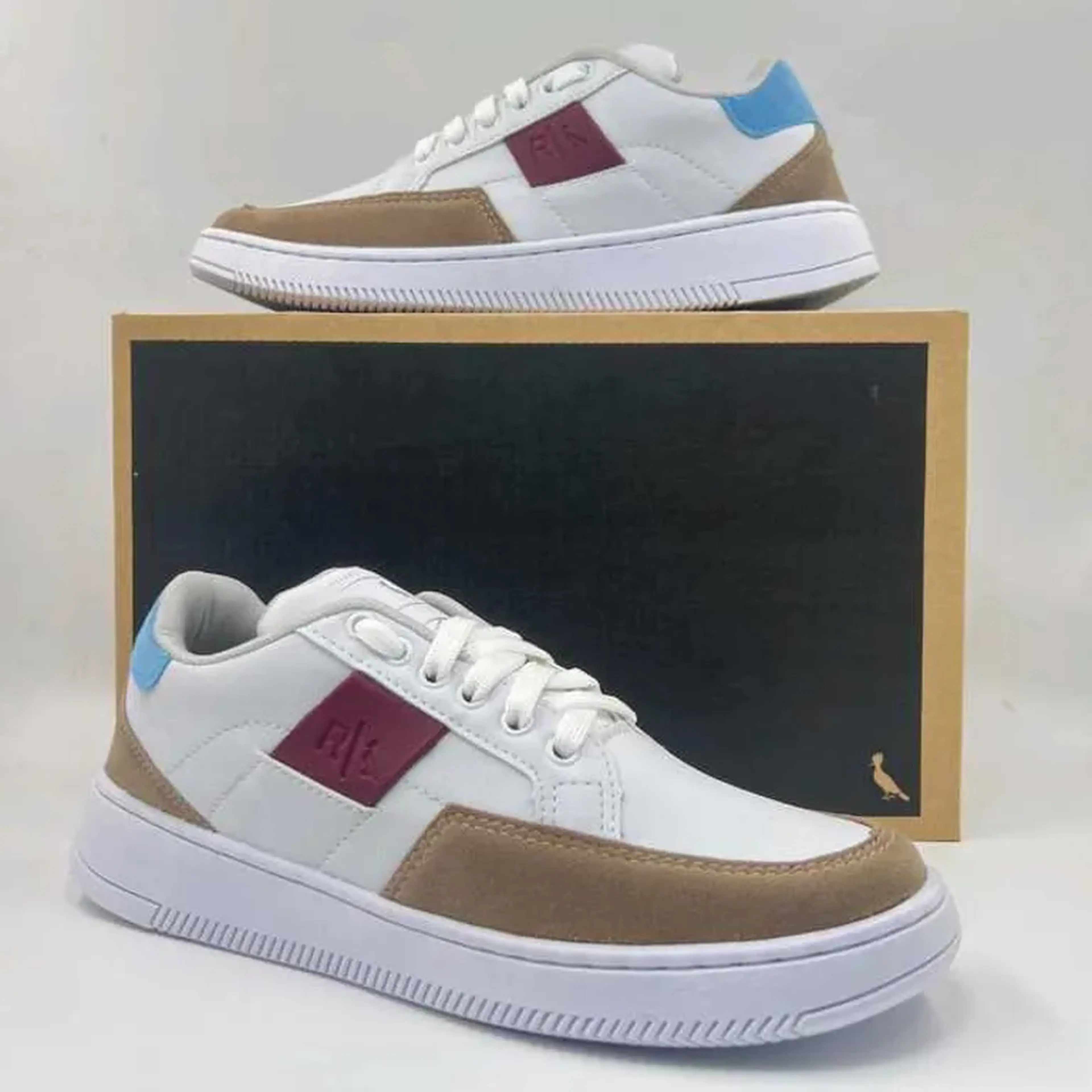 Sapato Reserva Masculino - (Linha Premium) x Branco Marrom Azul imagem