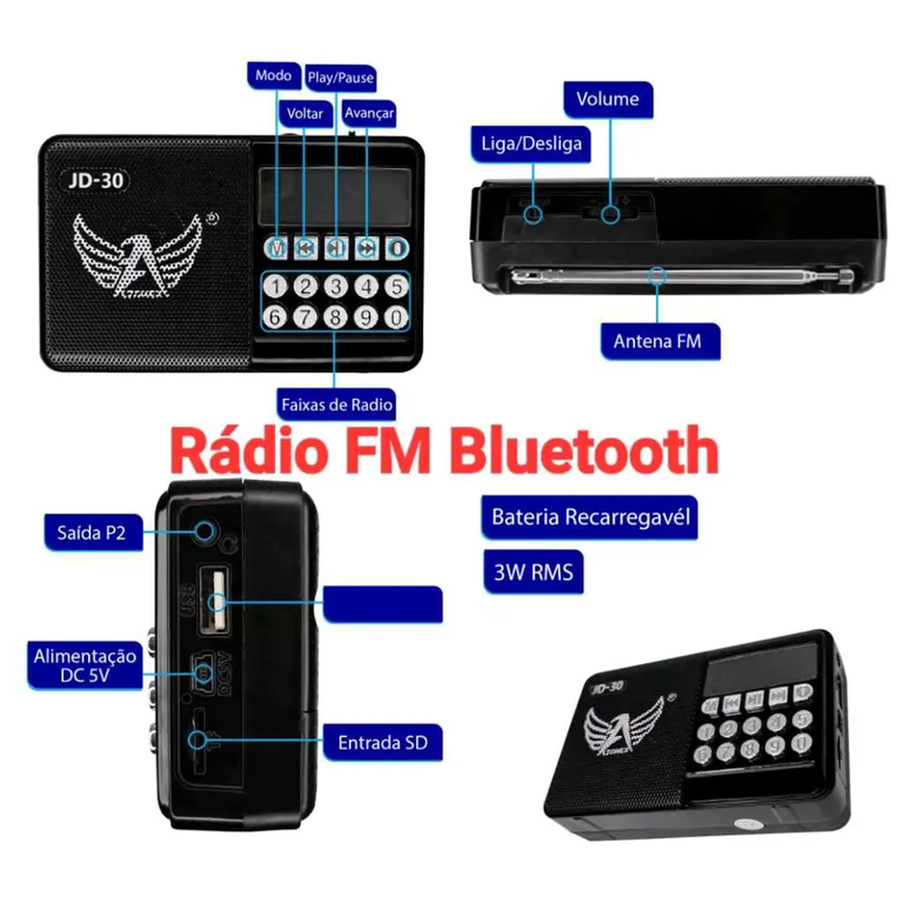 Rádio FM Bluetooth Digital imagem