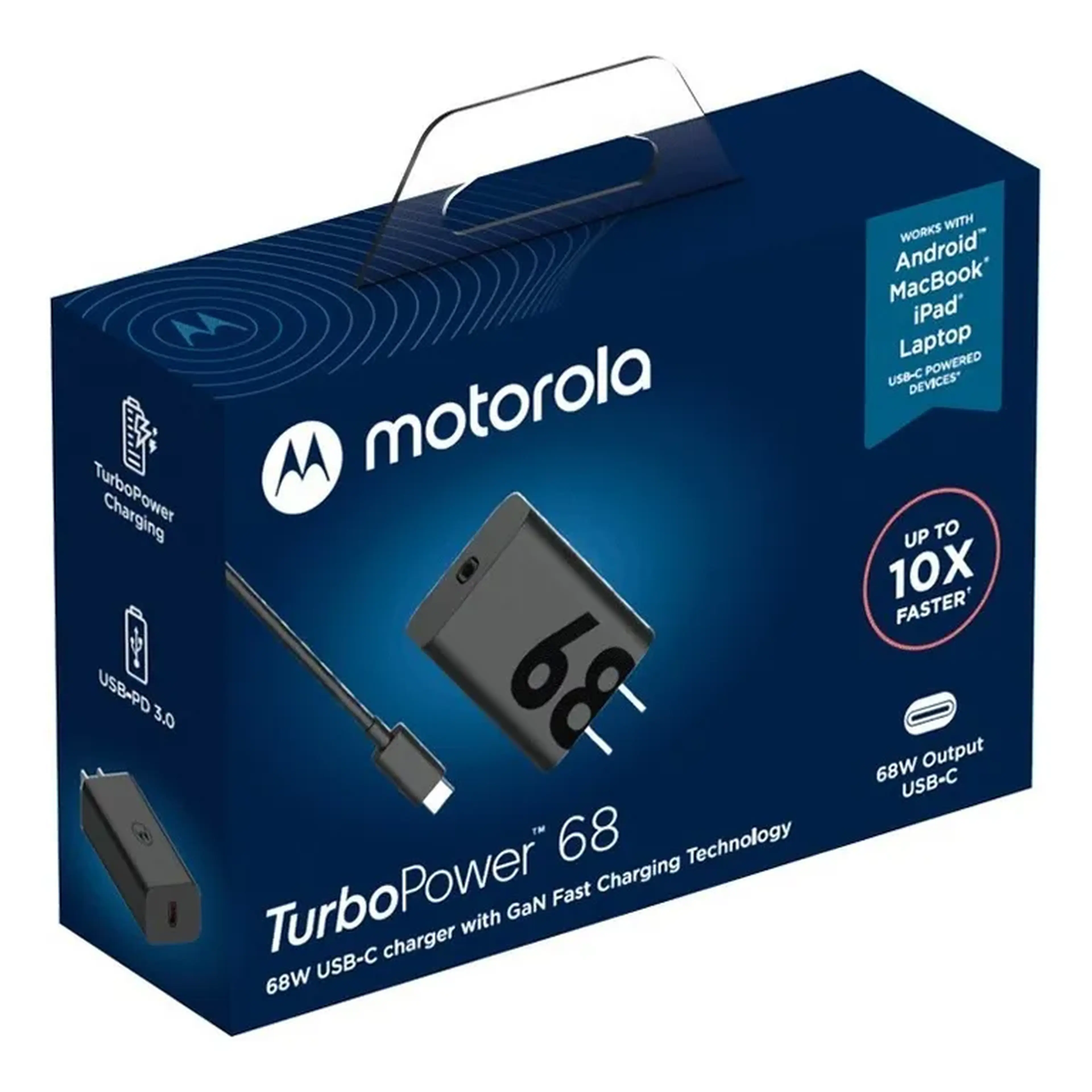 CARREGADOR TURBO68 DUO MOTOROLA USB C 10X MAIS RÁPIDO imagem