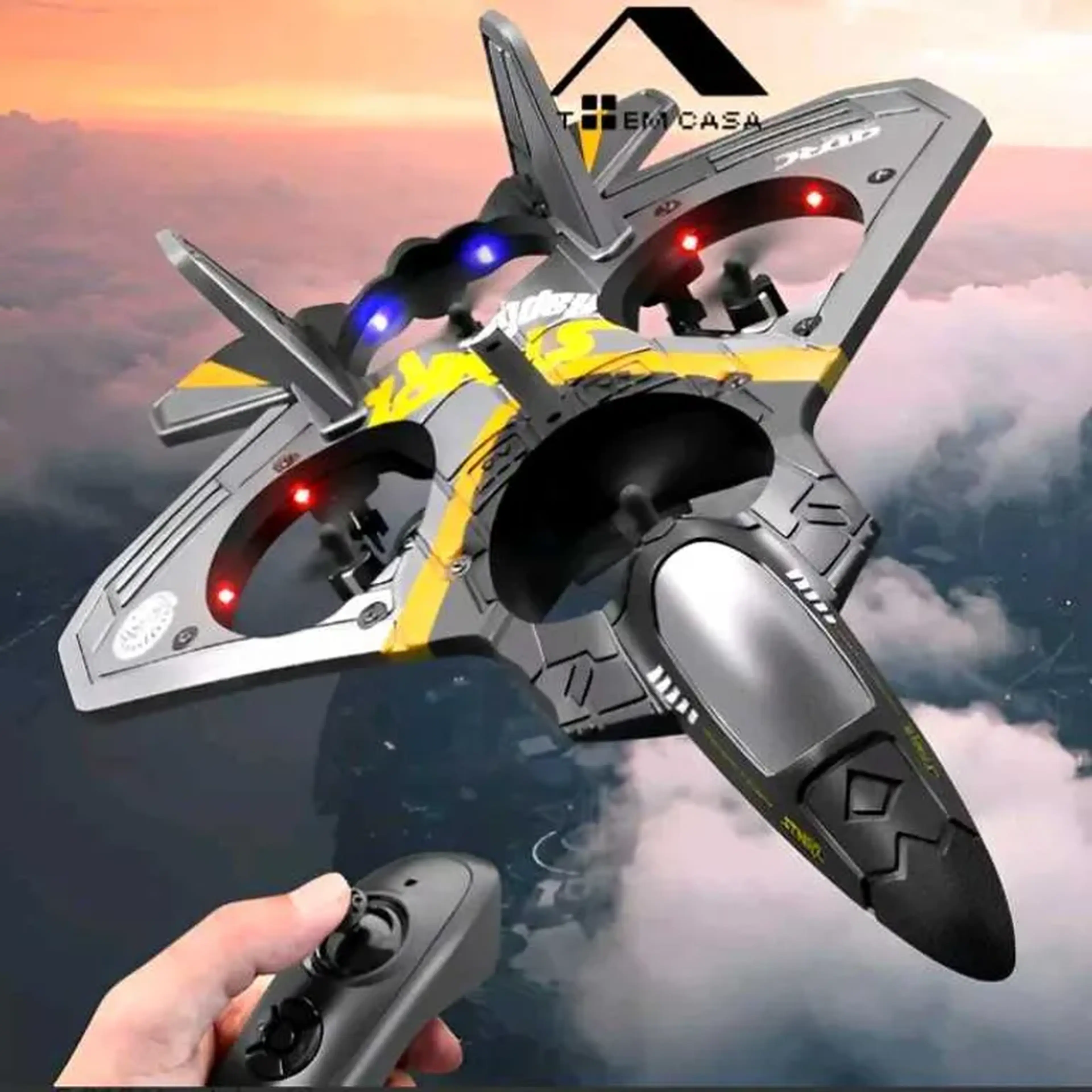 Avião de Controle Remoto para Criança Aero Jato Caça Drone imagem