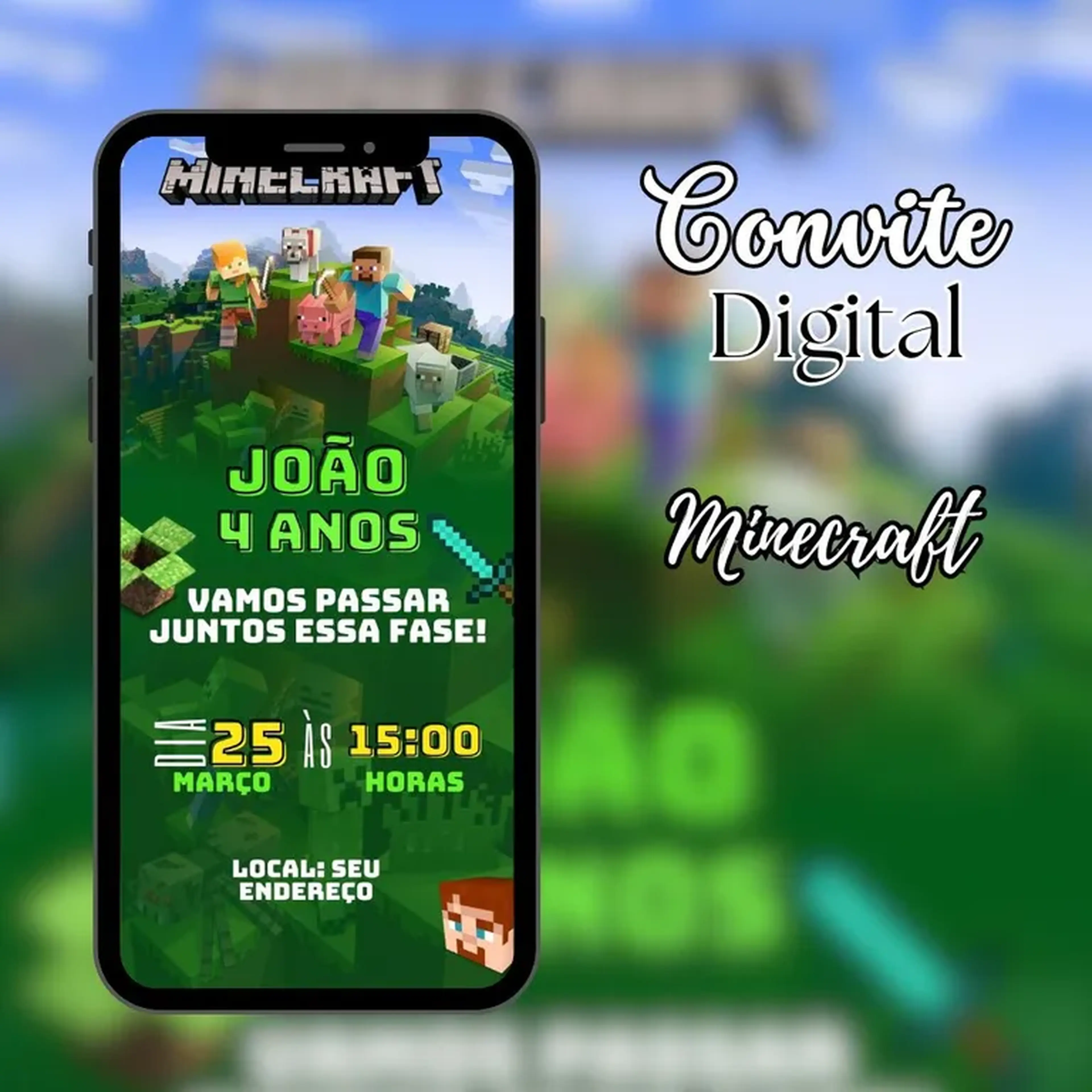 Convite Digital - Minicraft imagem