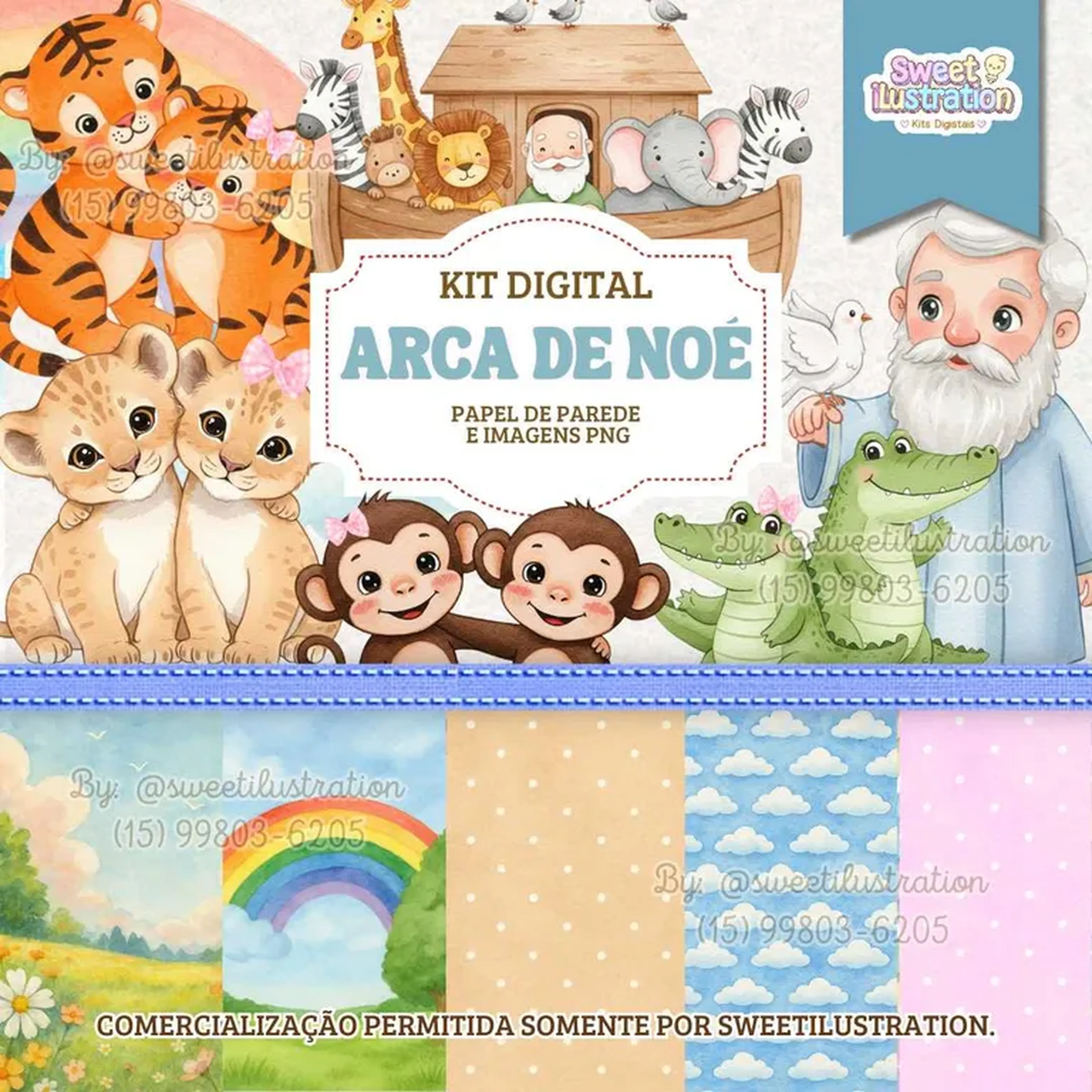 Kit Digital Arca de Noé Aquarela imagem