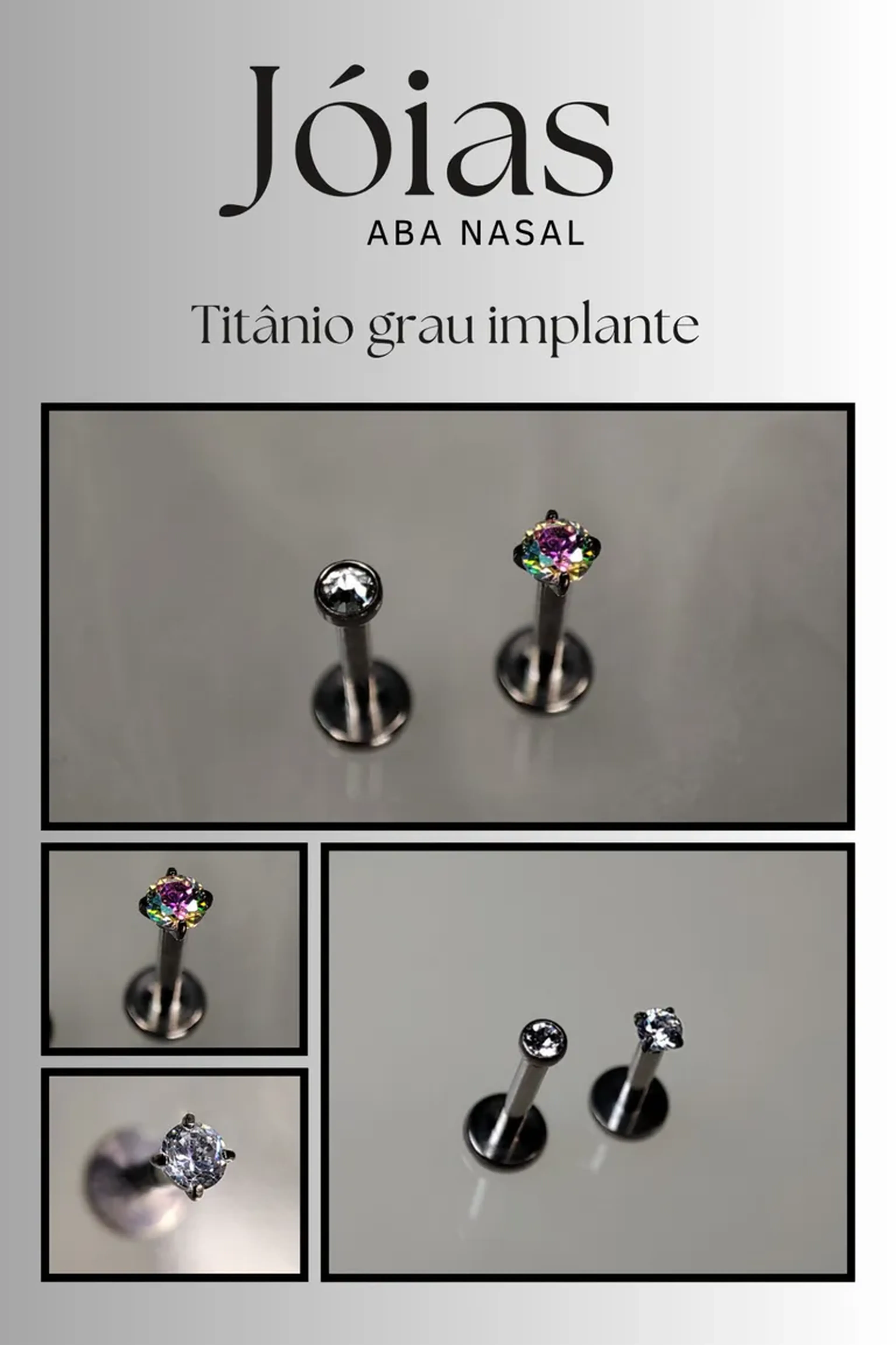 Piercings Titânio - Pedra Zircônia imagem