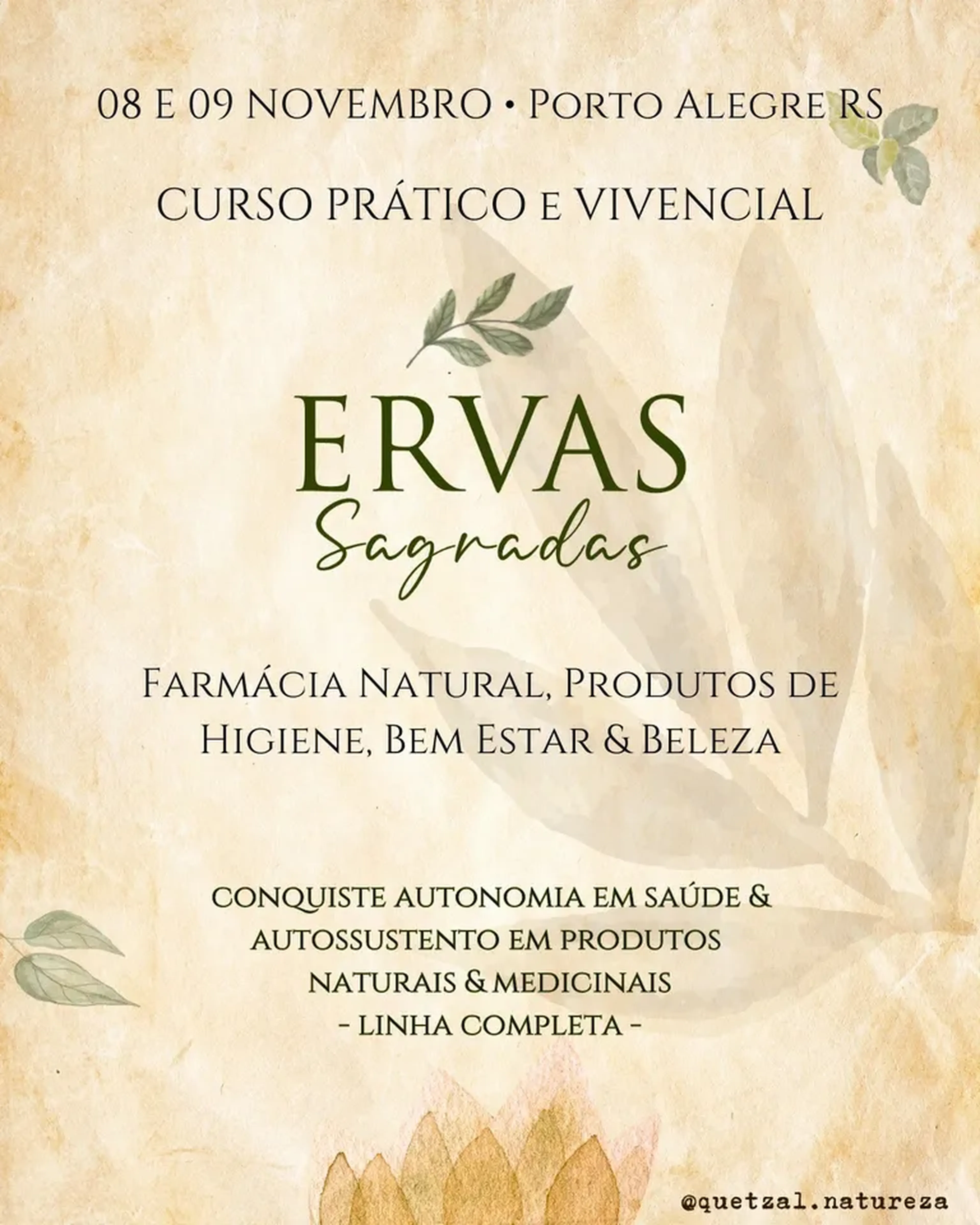 #EspecialRS Curso Ervas Sagradas Novembro Porto Alegre RS imagem