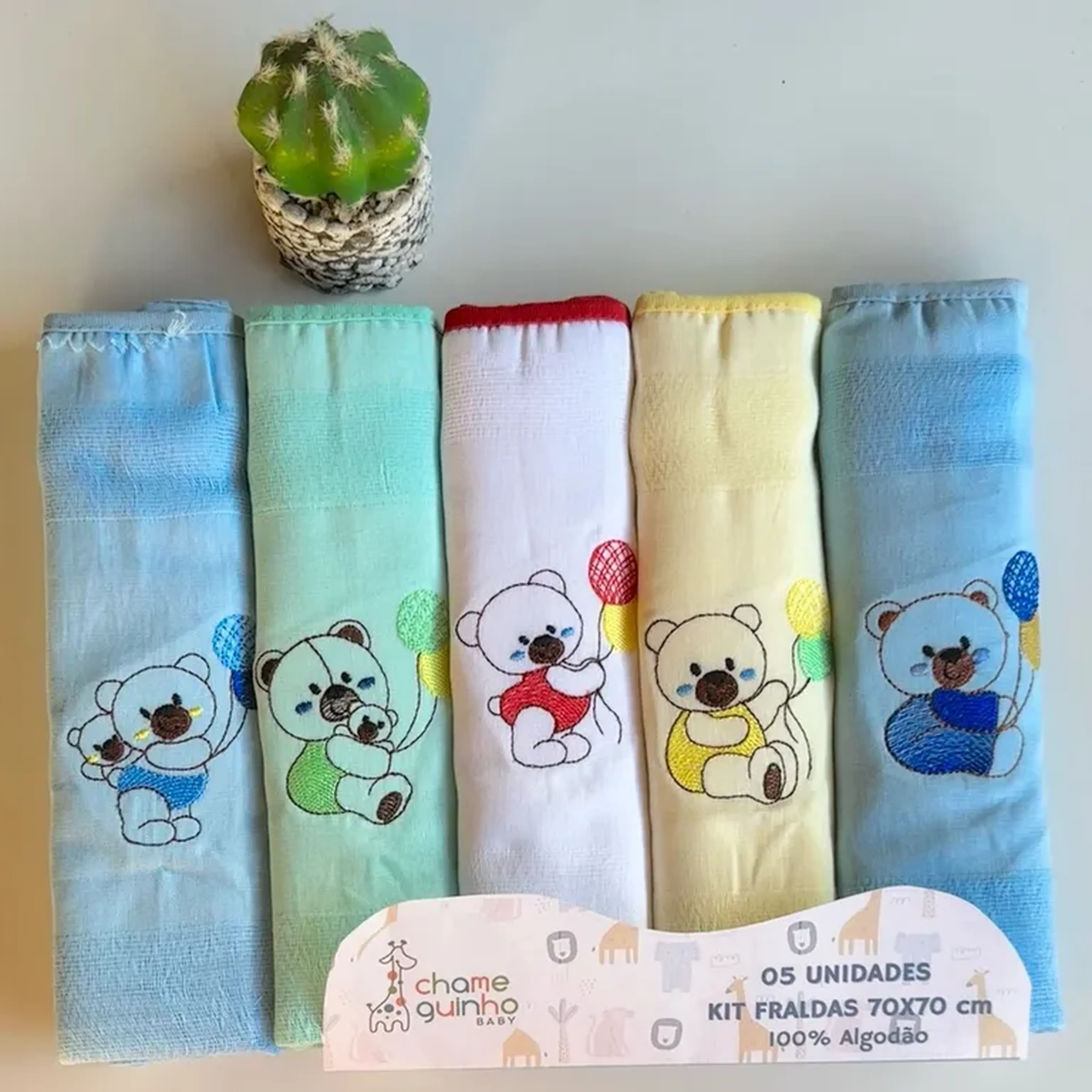 kit fralda bordada urso balão imagem