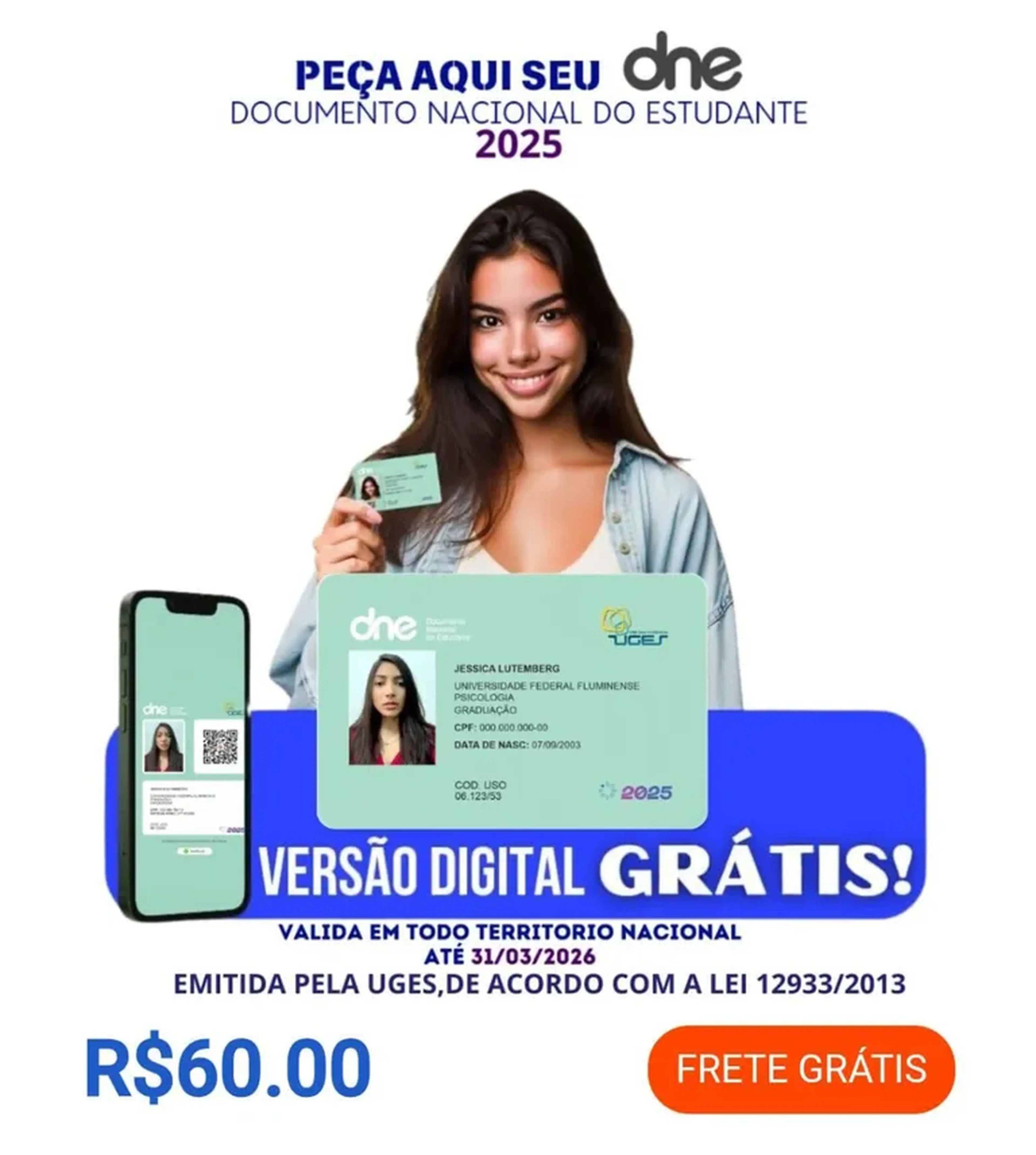 Carteirinha do Estudante Física e Digital imagem