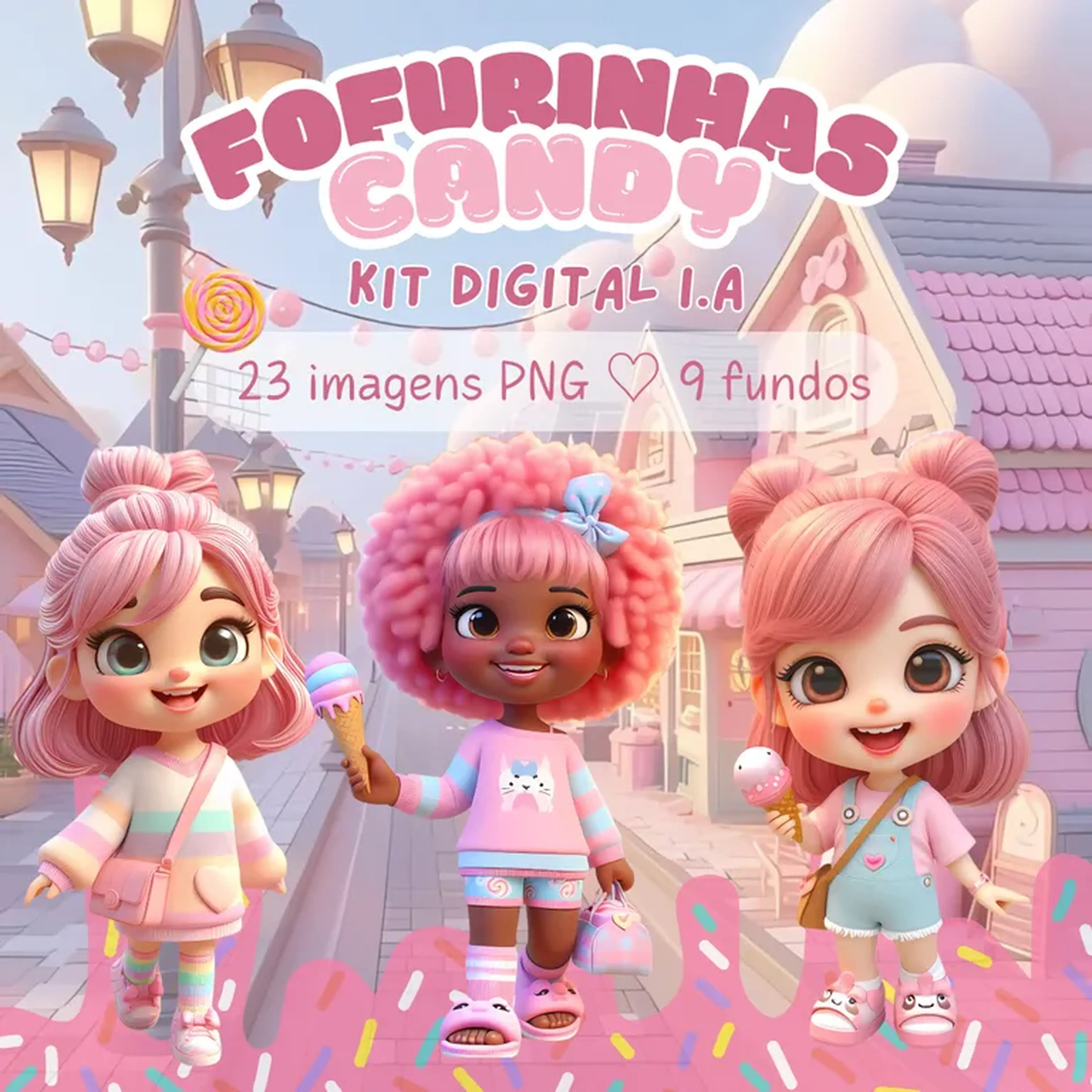 Kit Digital Fofurinhas Candy - PNG I.A imagem