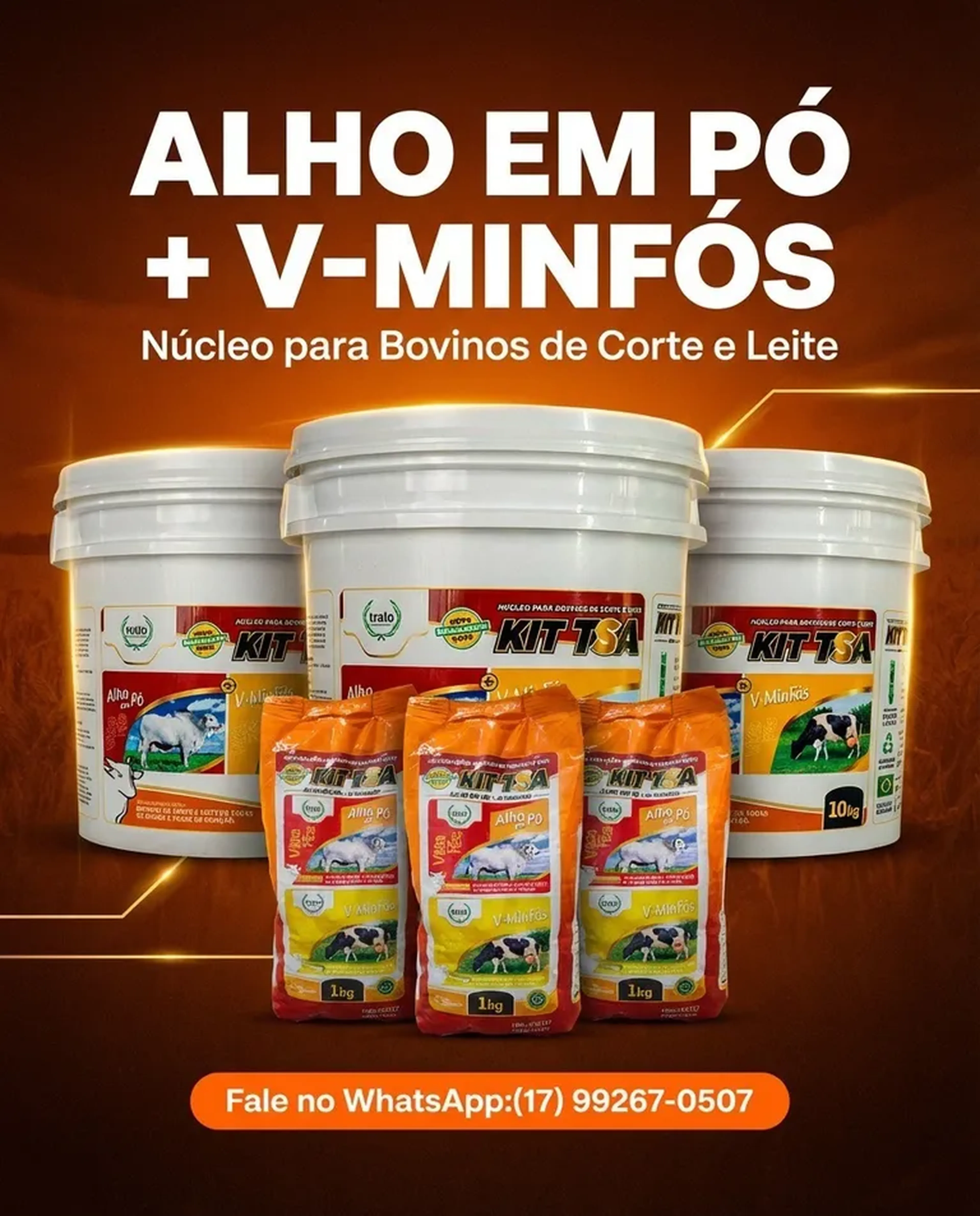 O KIT TSA 2X1 Alho em Pó + V-Minfós, Parasitário para Bovinos imagem