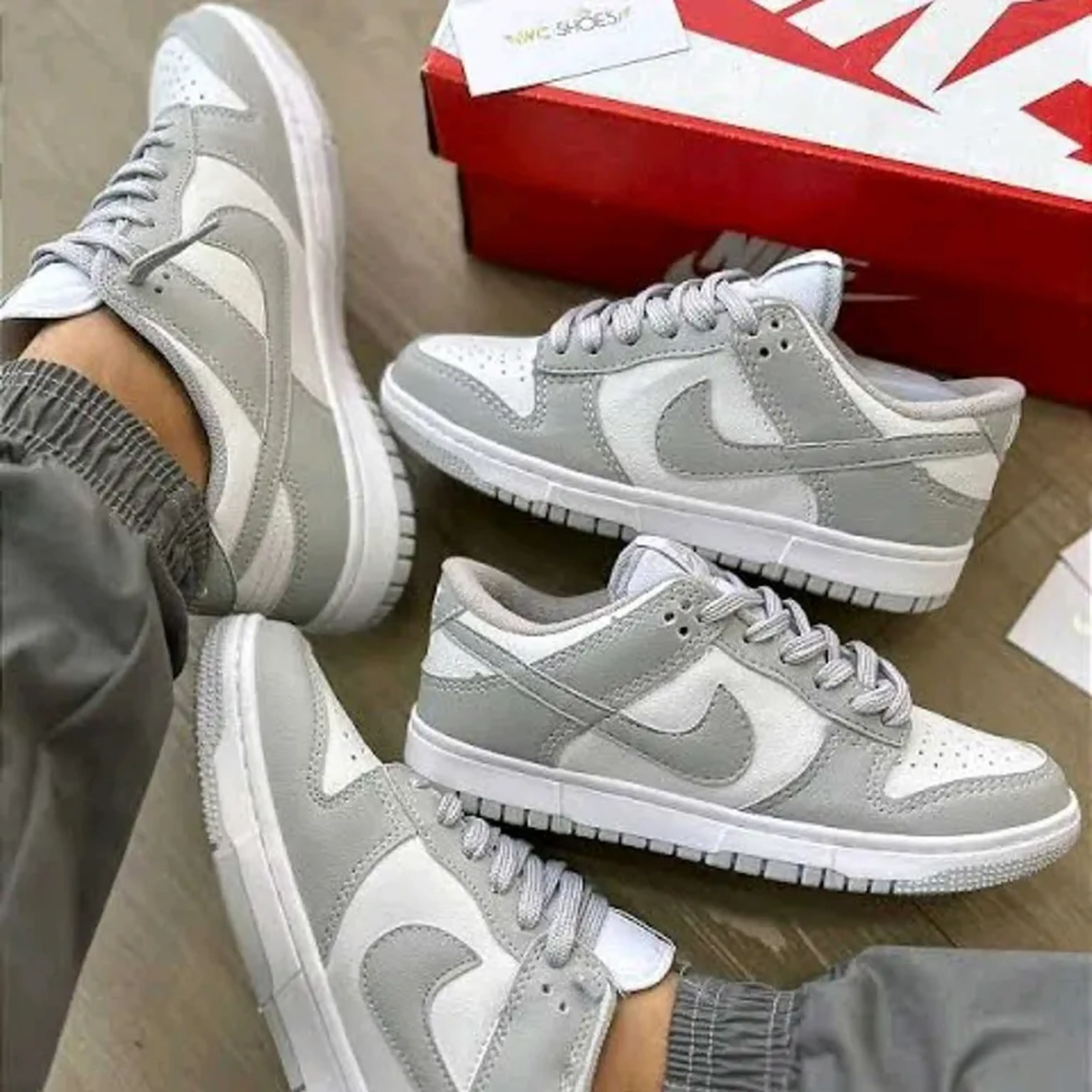 Tênis Nike Dunk Low SB Cinza-Branco - unissex imagem