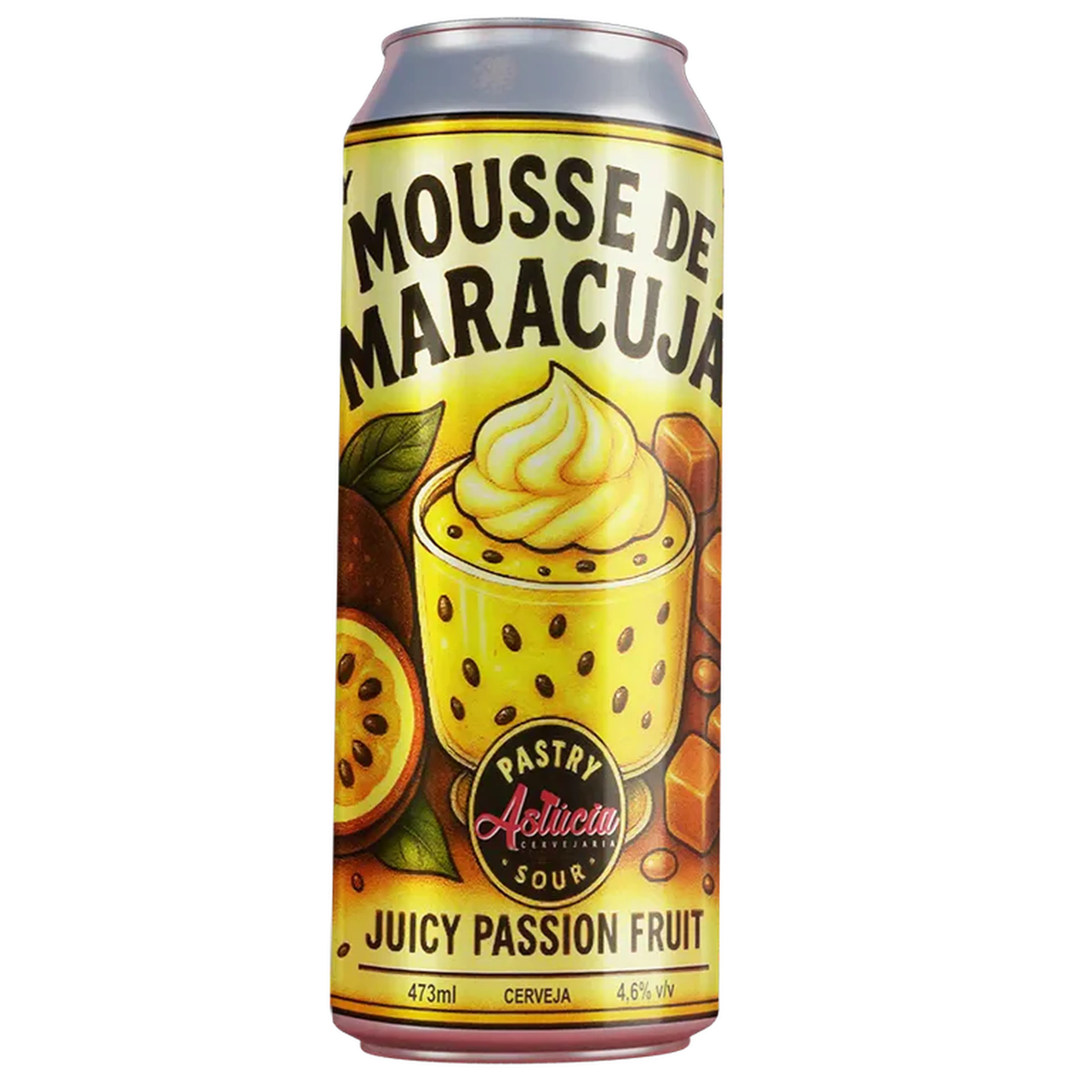 Cerveja Astúcia Mousse de Maracujá - Pastry Sour - Lata 473ml imagem