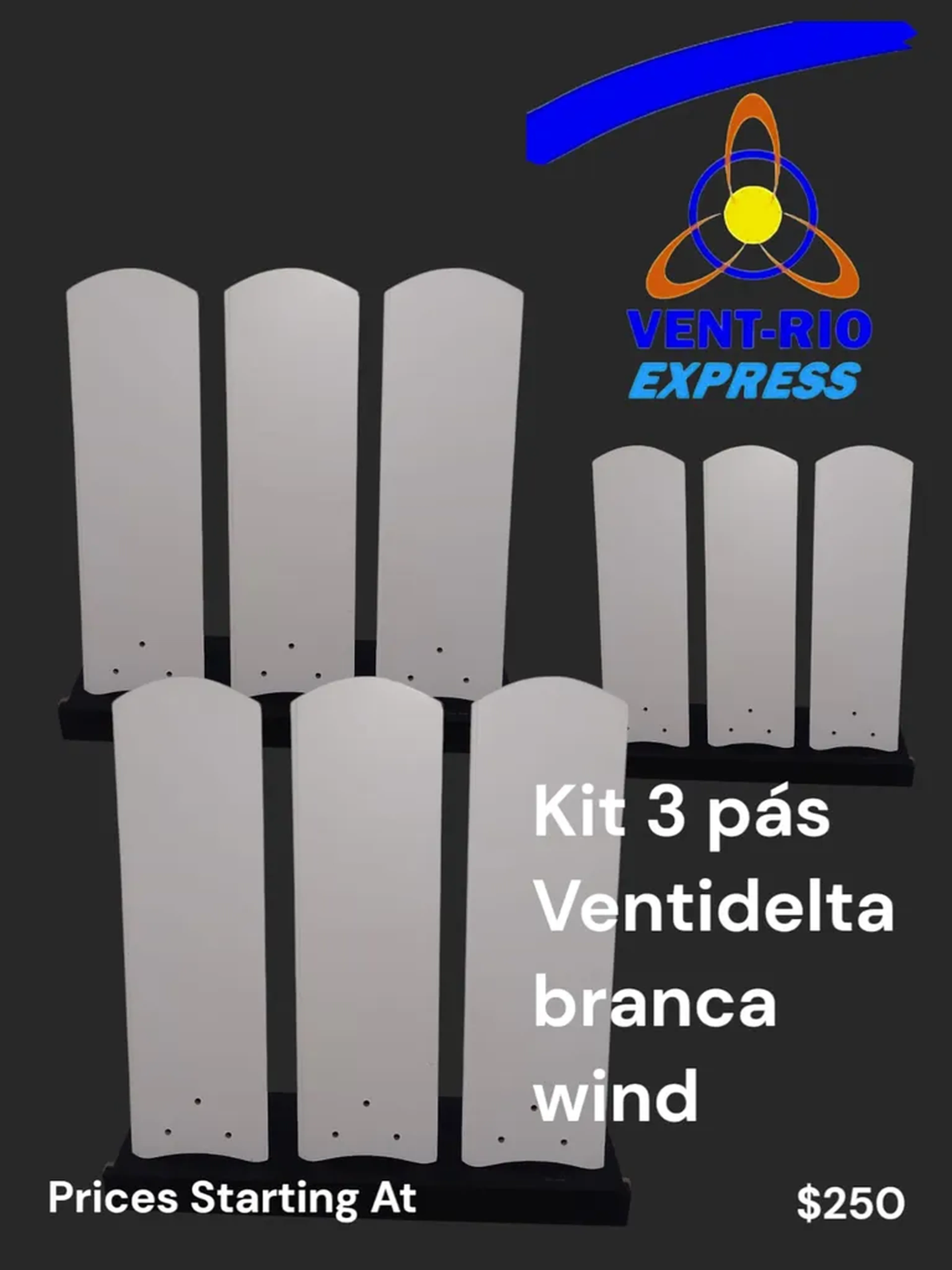 Kit 3 pás Ventidelta Wind branca imagem