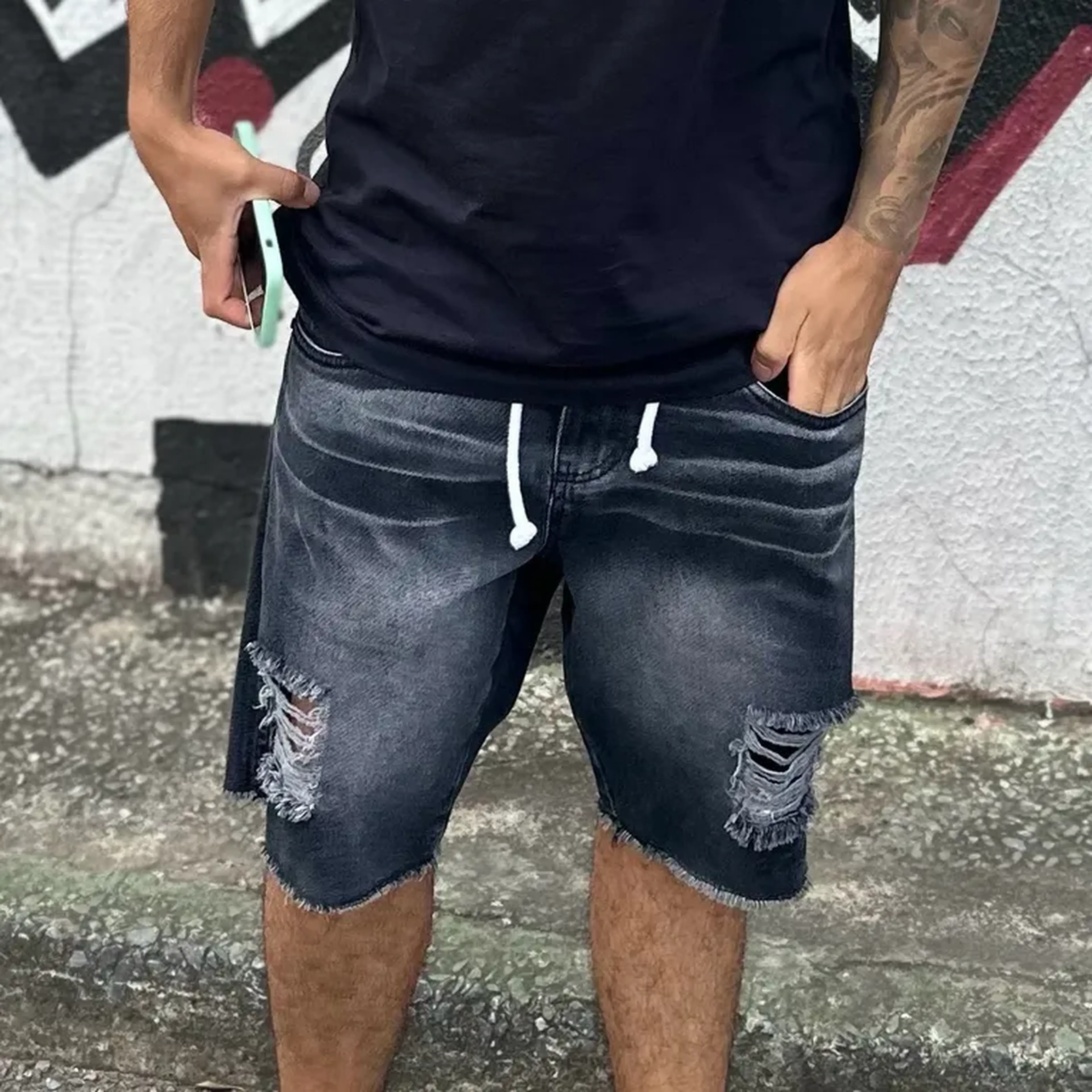 Short Jeans Freebong - Preto imagem