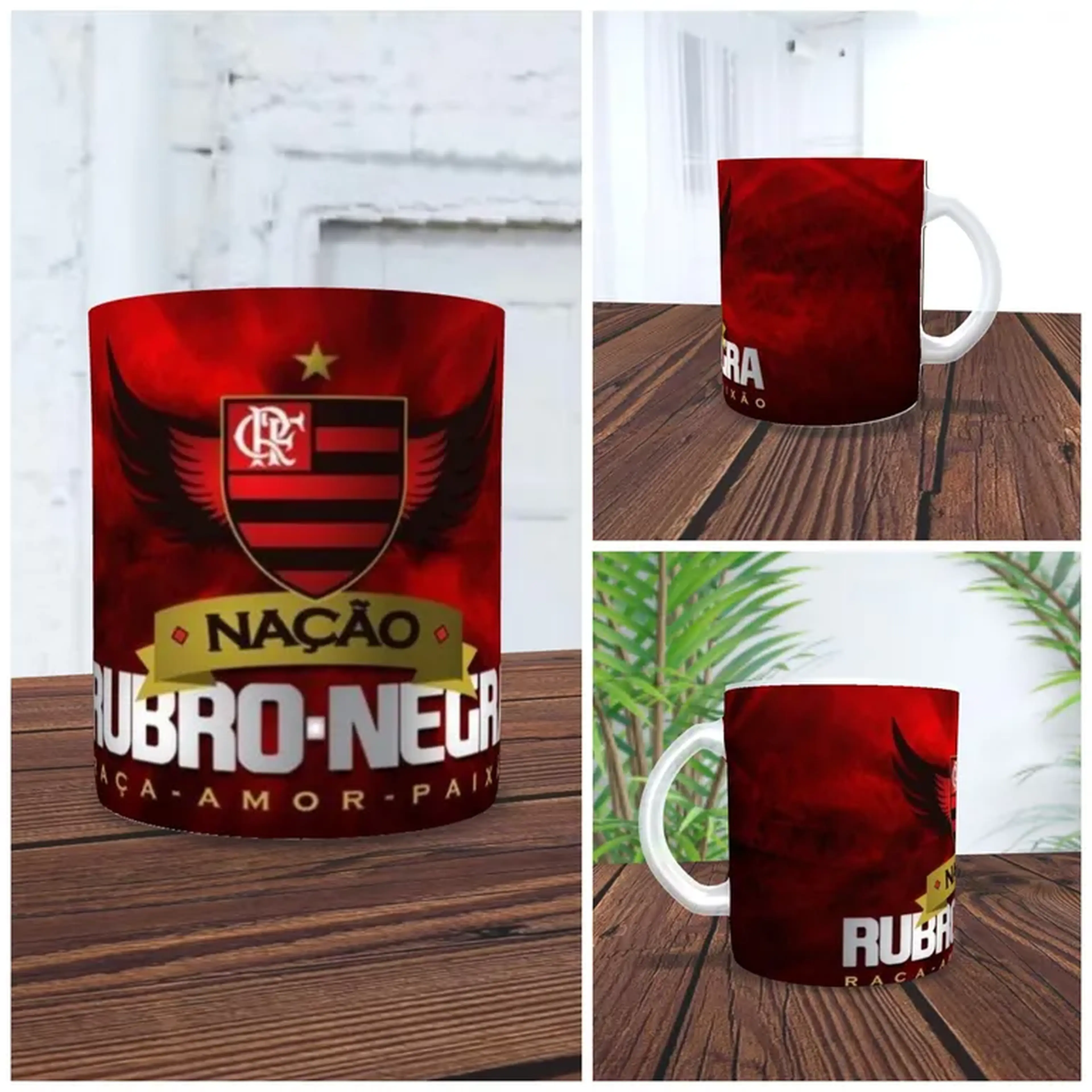 Caneca de Chopp Nação Rubro Negra Raça- Amor- Paixão 325ml + Cai imagem