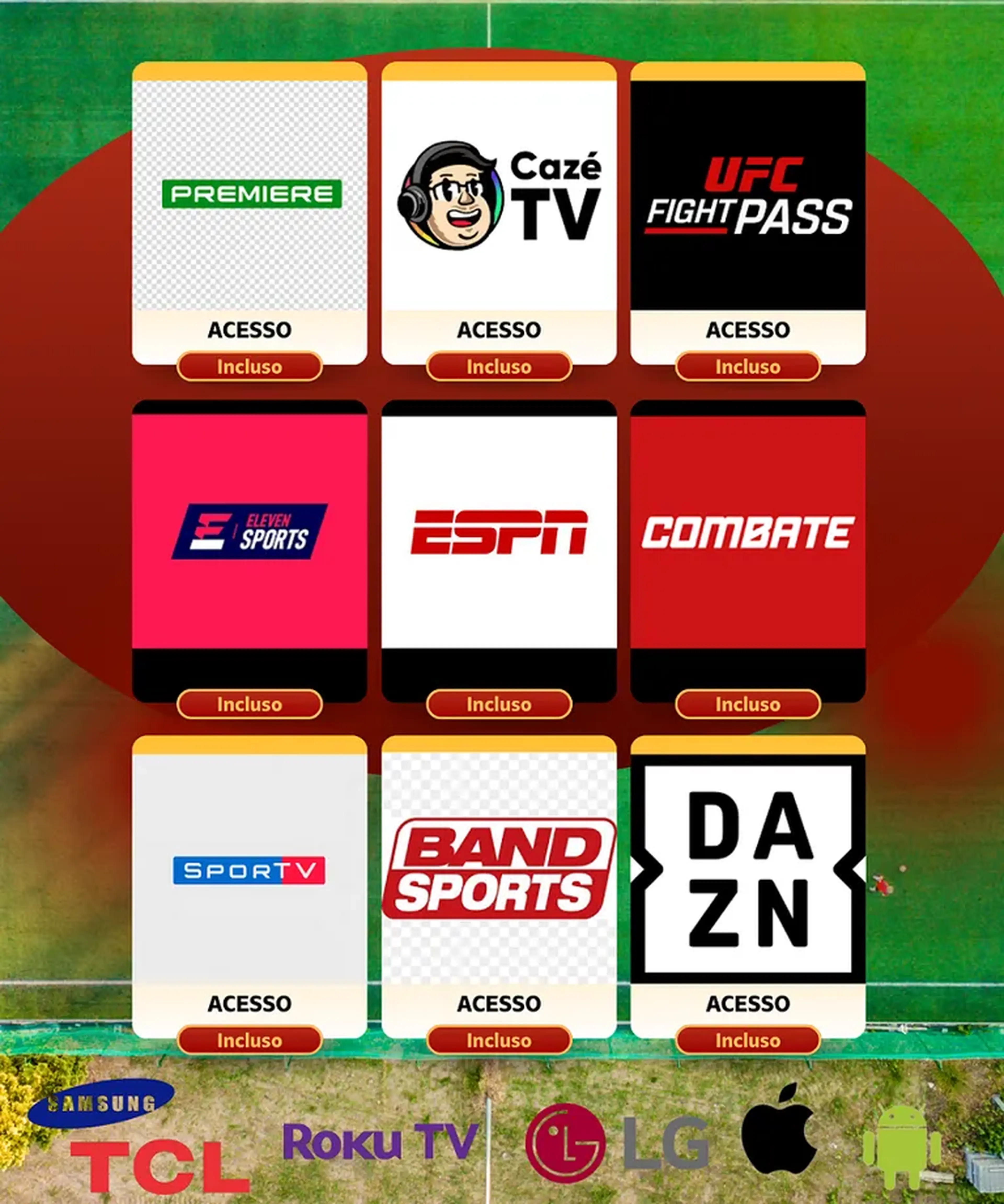 Plano 1 tela Smartvs (ROKU,LG,SAMSUNG e Android) imagem