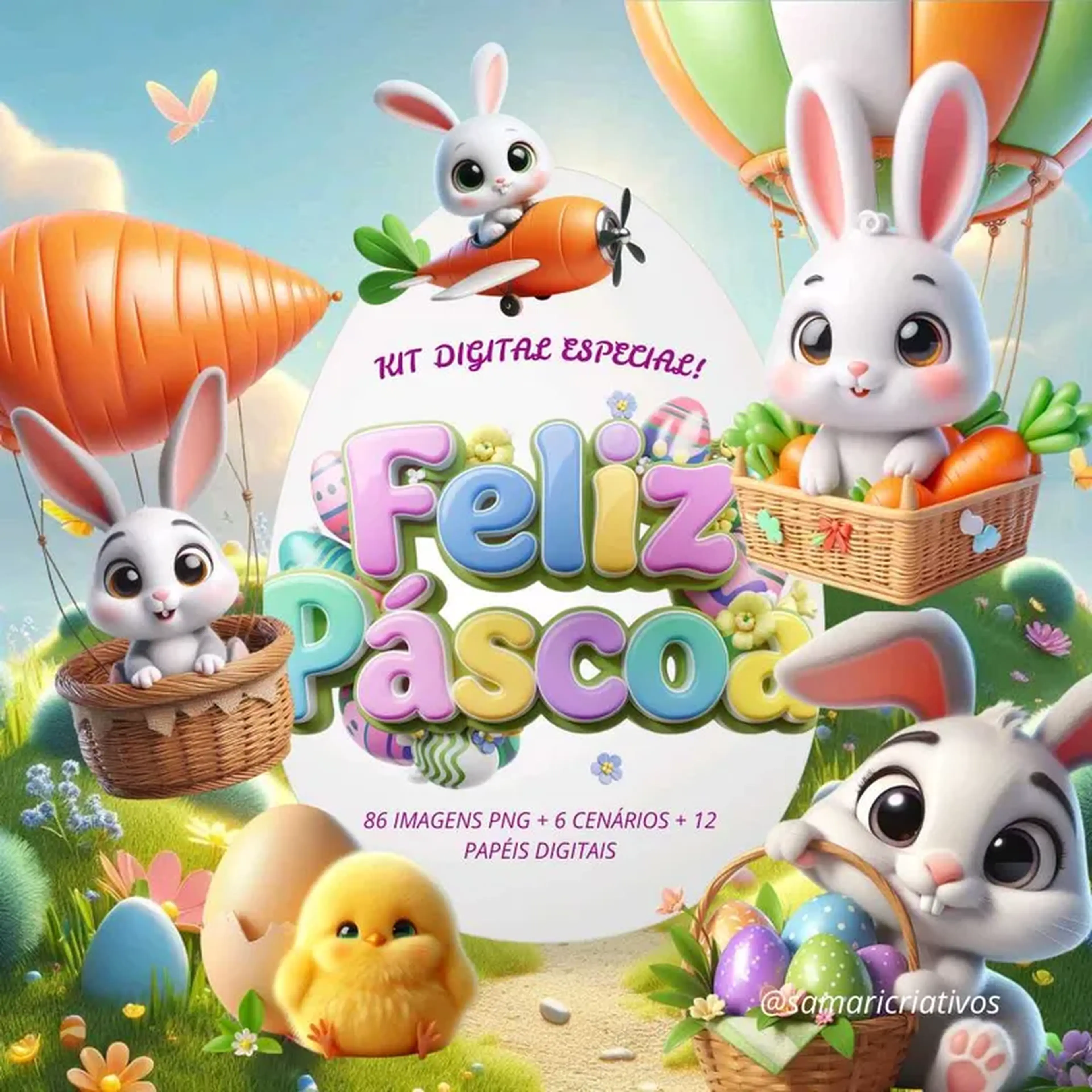 Kit Digital Feliz Páscoa 🐰🥚🐣 imagem