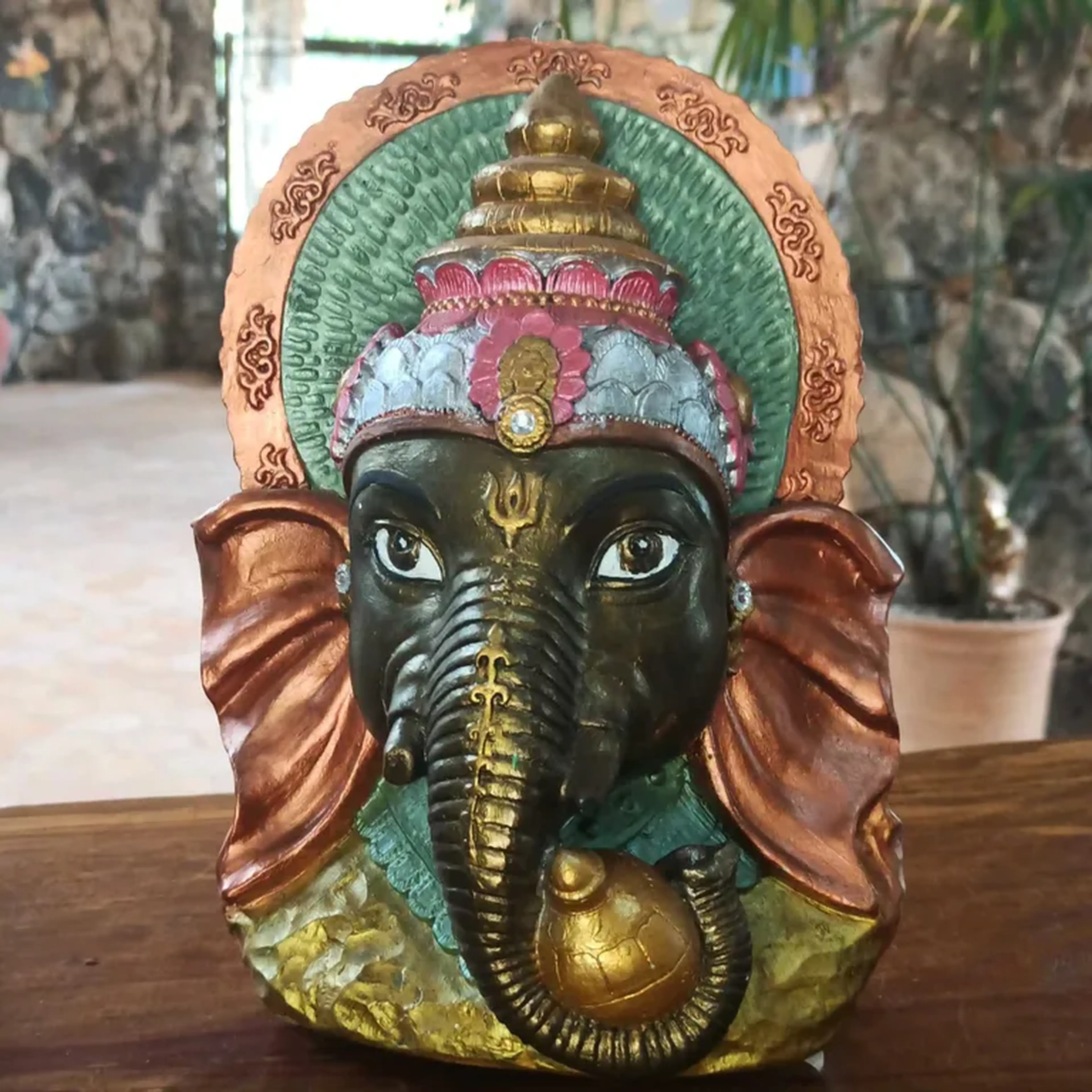 Cabeça de Ganesha de mesa e parede 25cm imagem