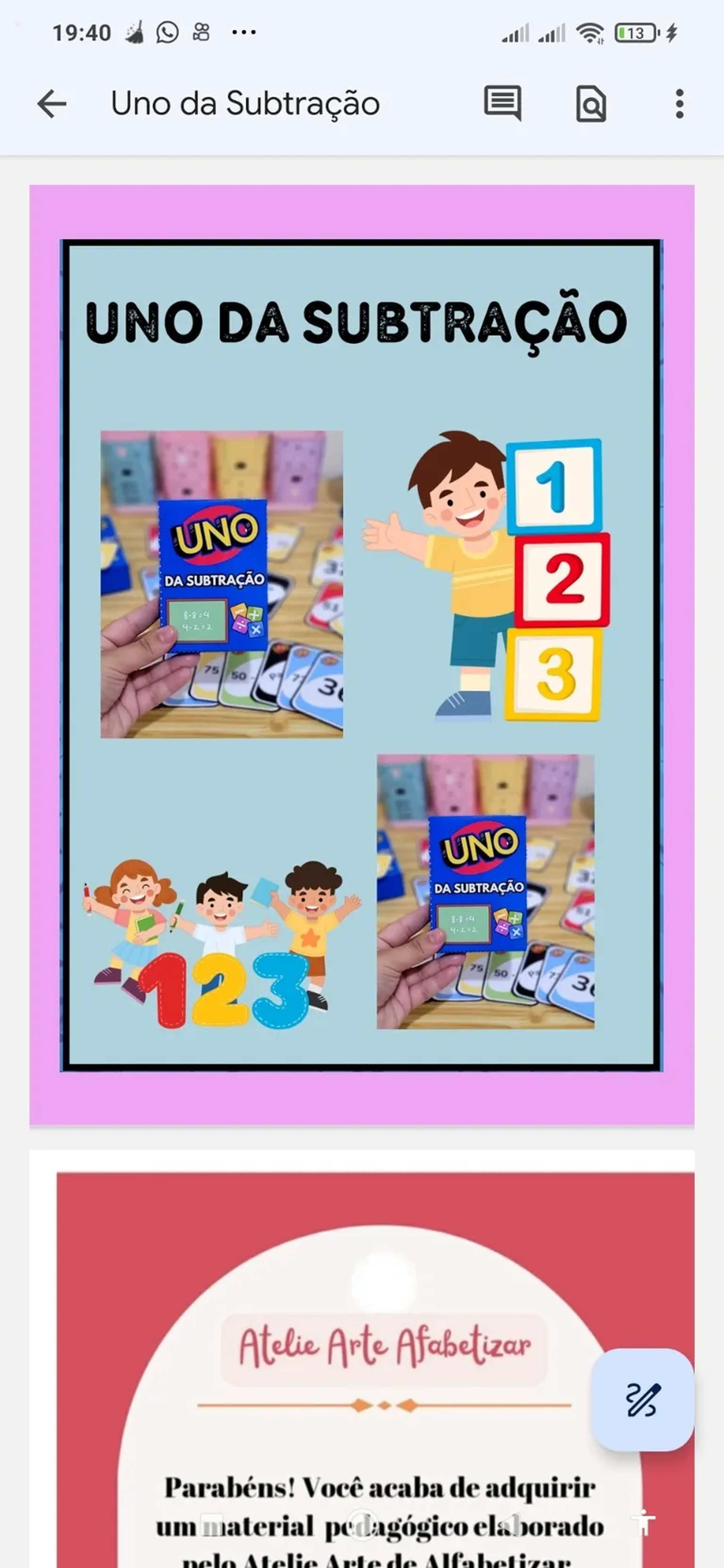 Combo das 4 Operações em PDF imagem