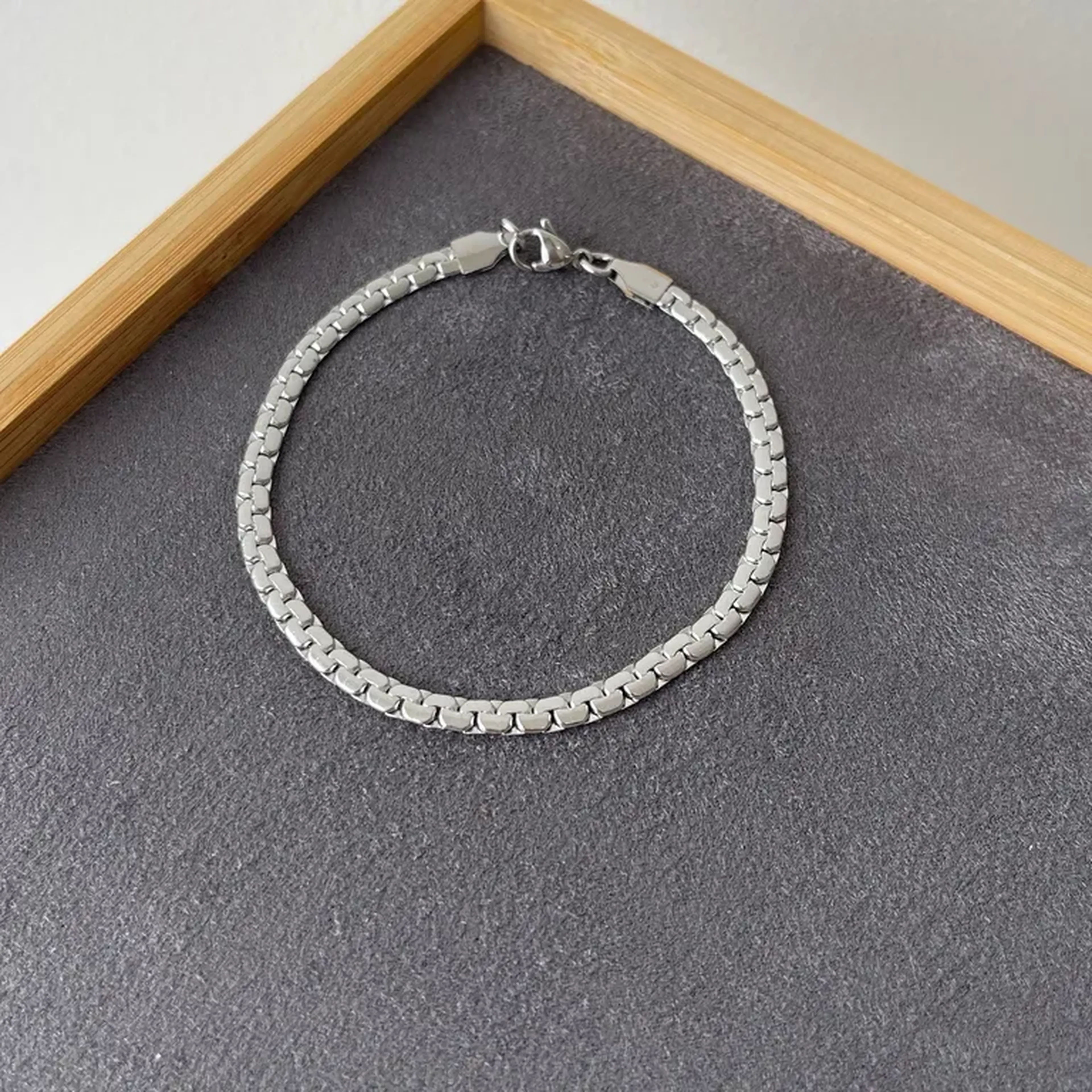 PULSEIRA MASCULINA CORRENTE 4MM - 20CM (AÇO INOX) imagem