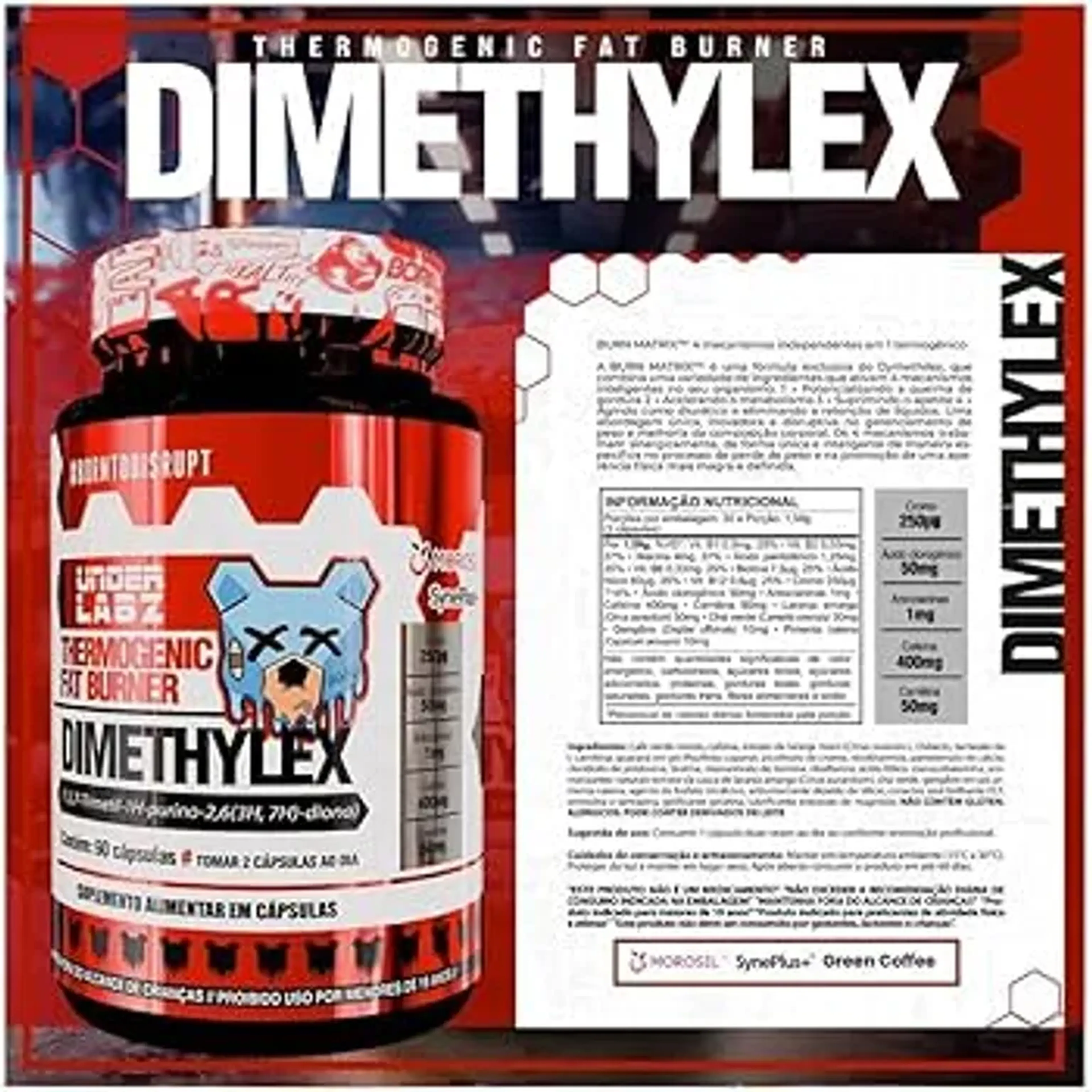 Dimethylex (60 capsulas - 30 Doses) Termogênico - Under Labz imagem