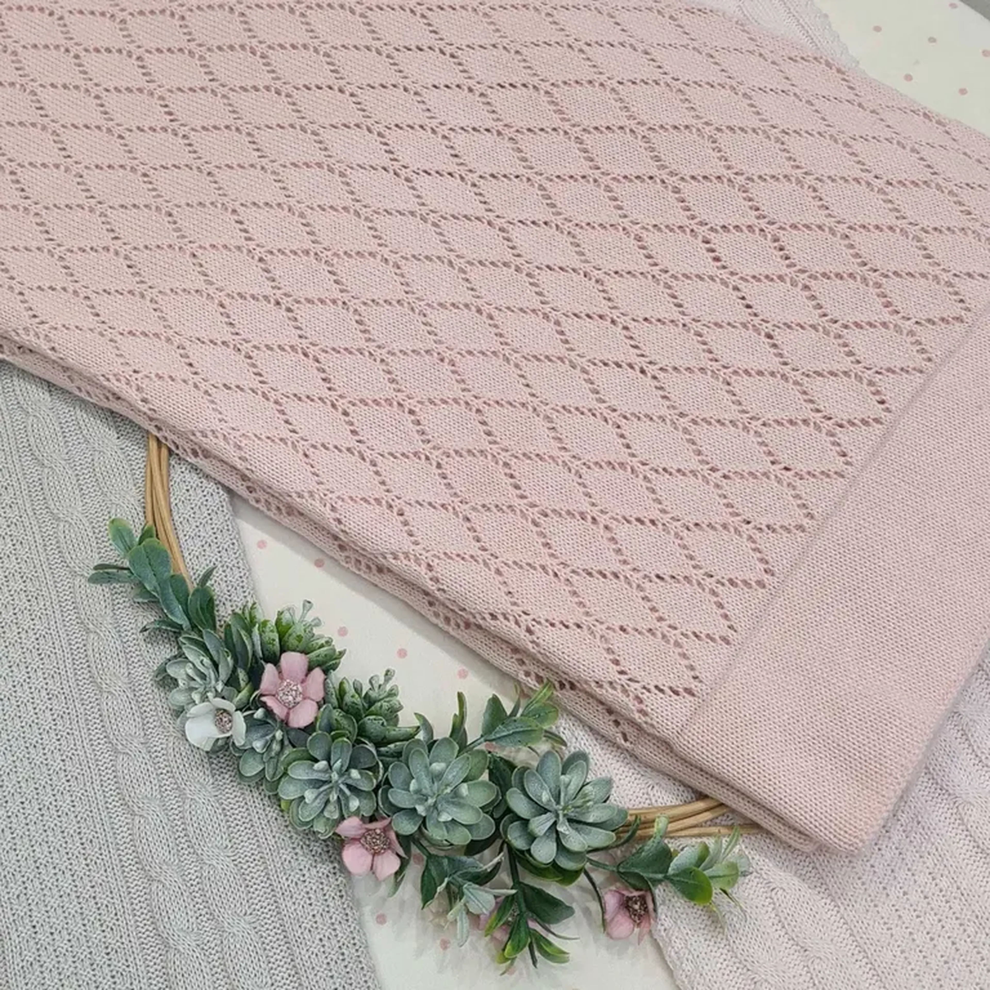 manta colo tricô rosa bebê imagem