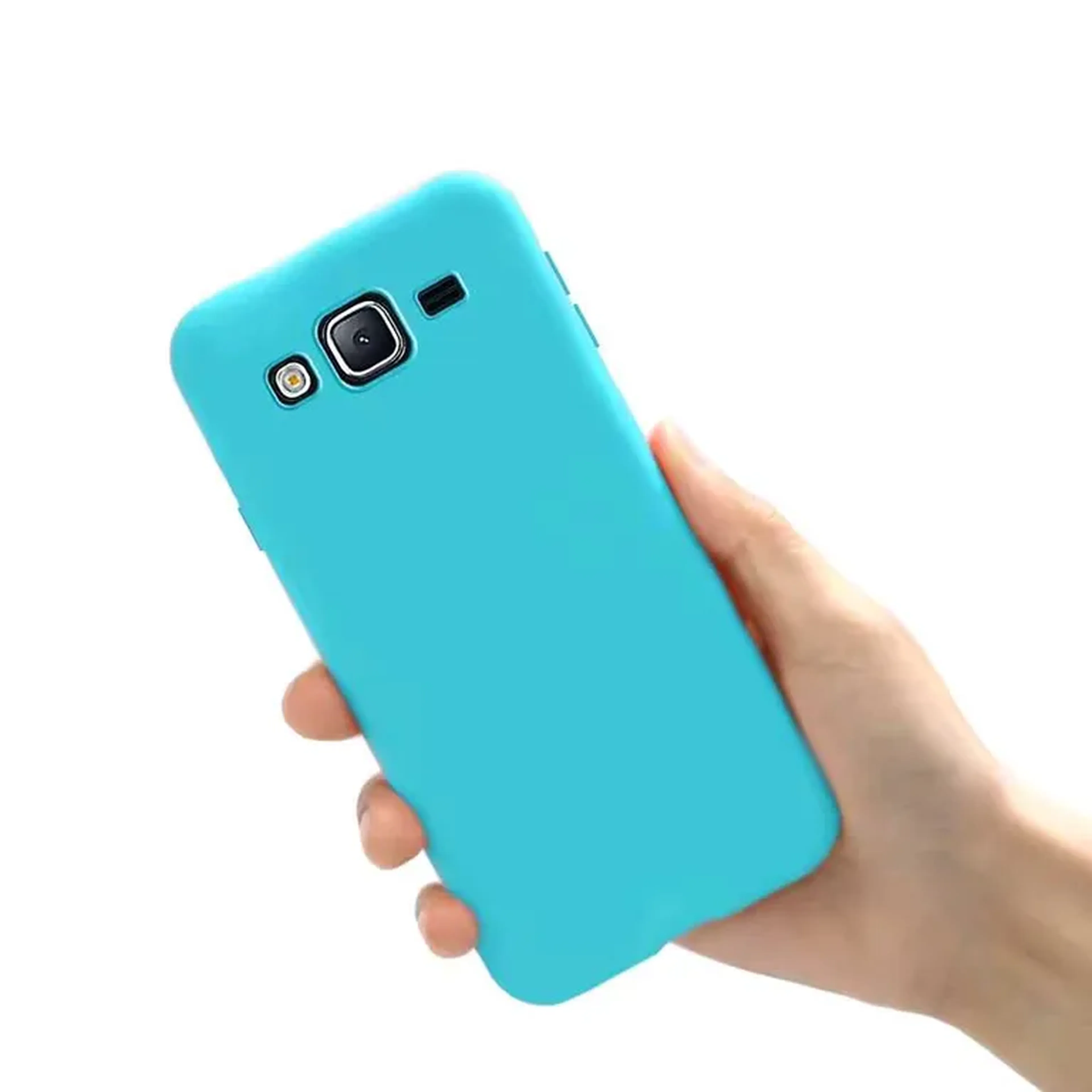 Capinha Galaxy J3, De Silicone Aveludada (AZUL AGUA) imagem