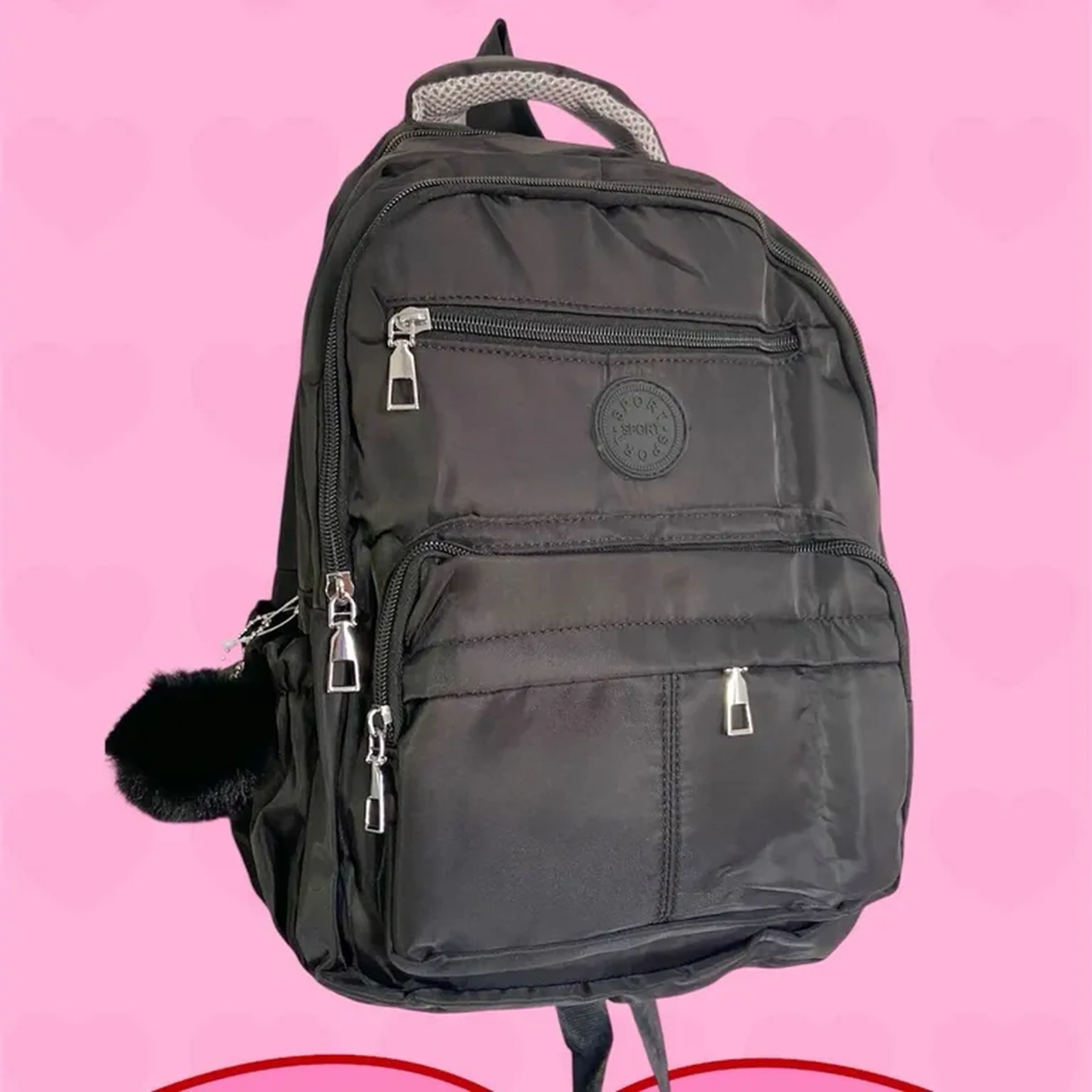 mini mochila preta estilo kipplin imagem