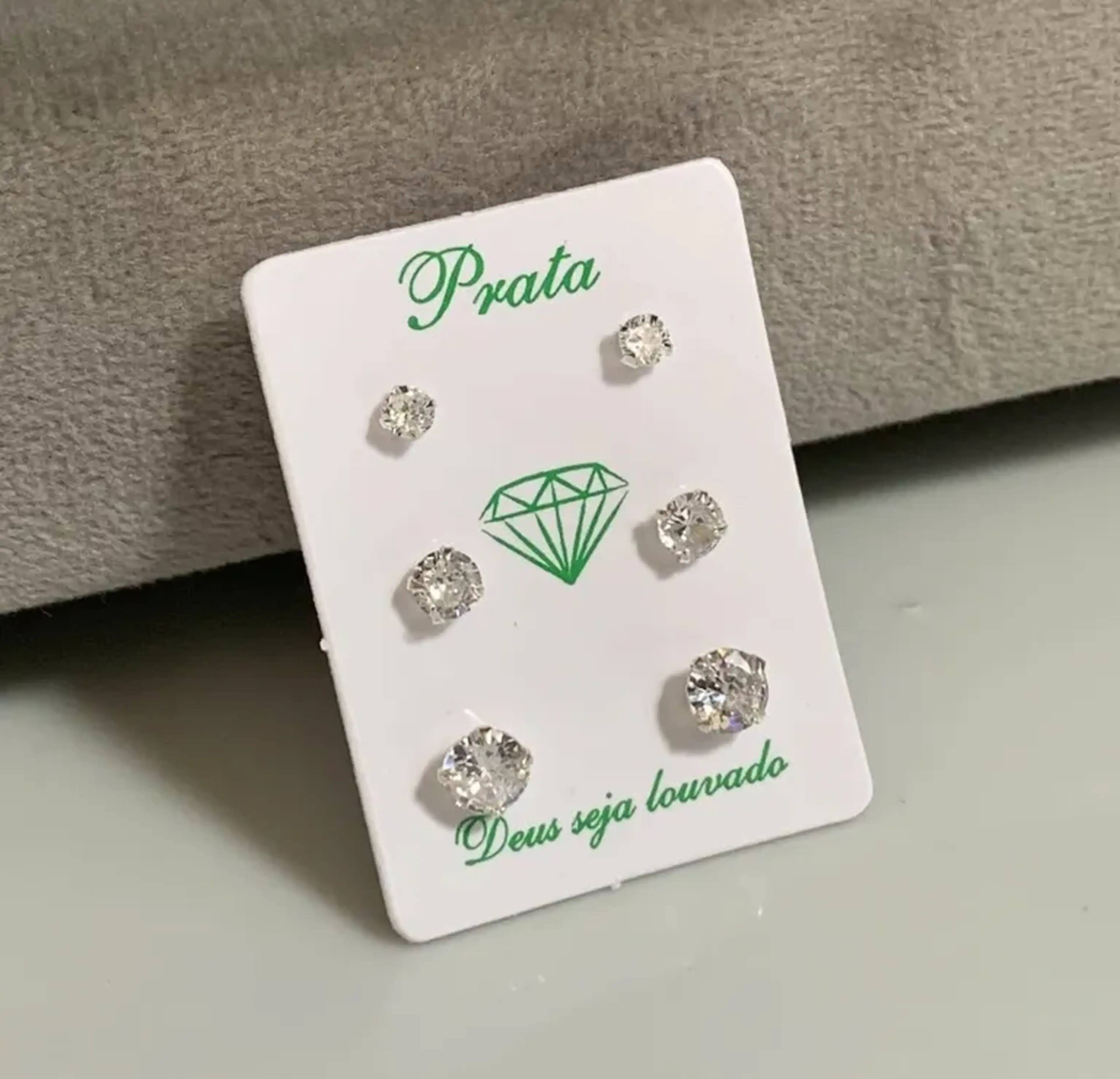 Trio de Zircônia Redonda PRATA 925 imagem