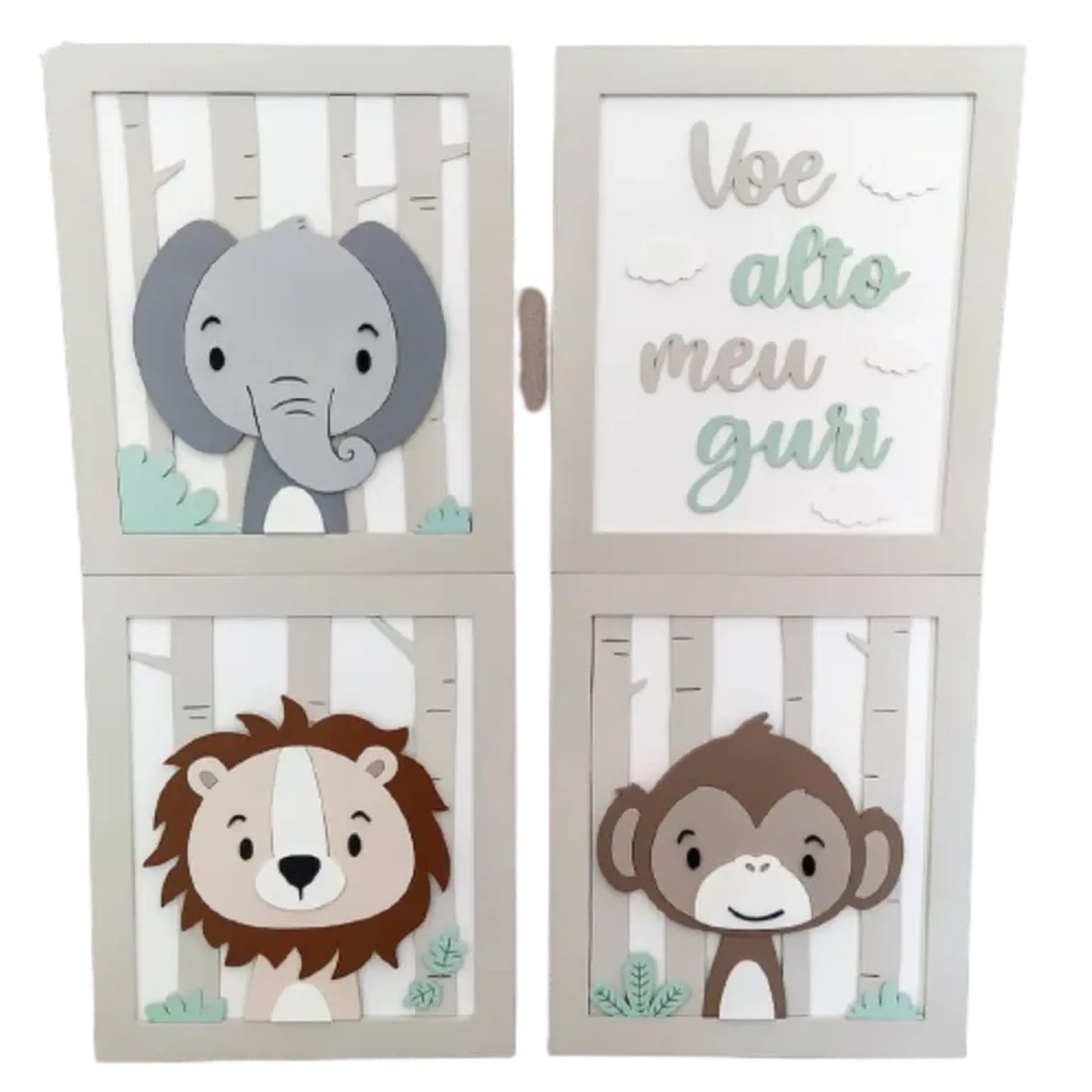 Quadros decorativos bebê 25x25 cm com aplique MDF 3mm imagem