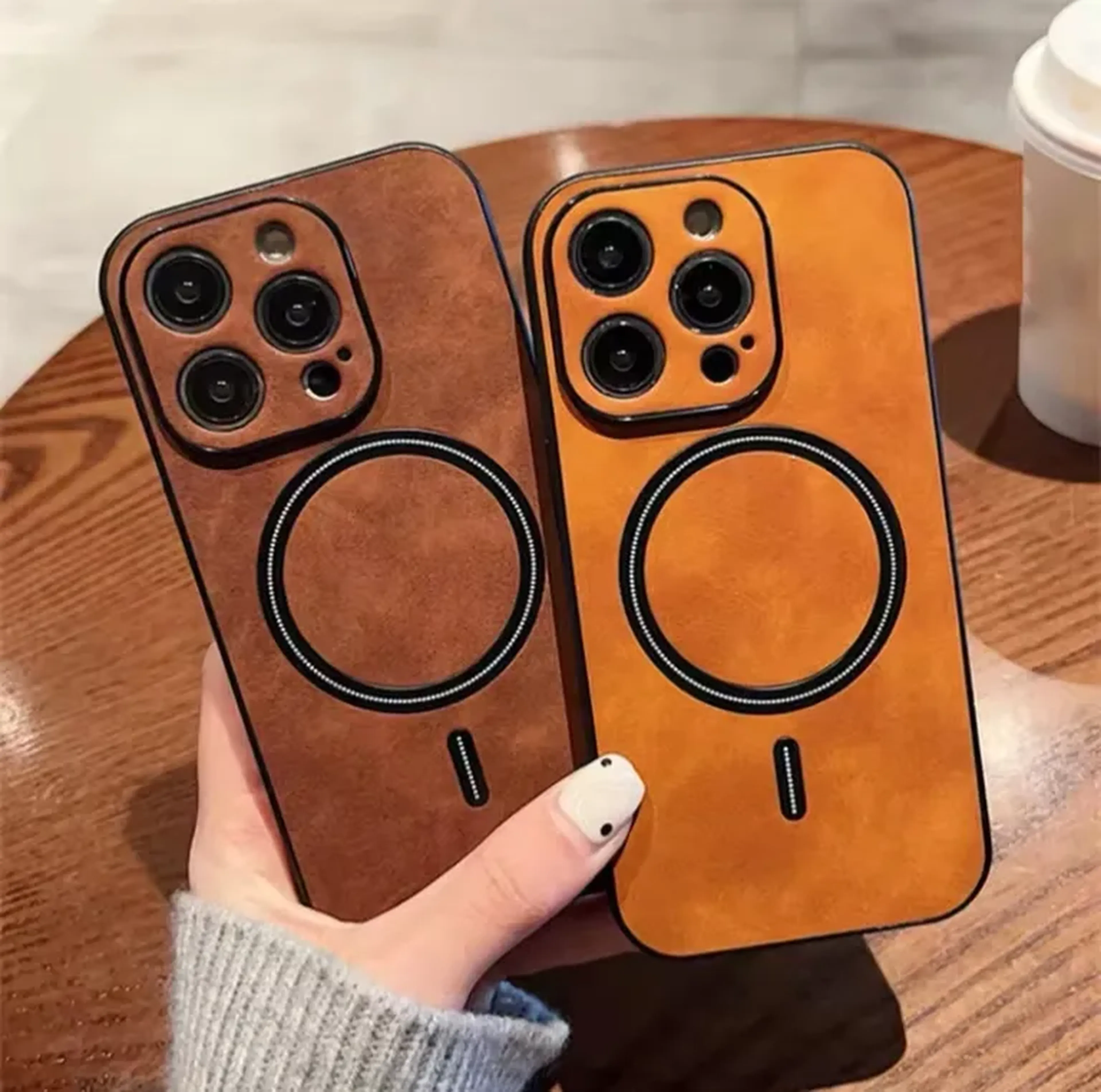 Case capa de couro magnética para IPhone 11 a IPhone 16 plus imagem
