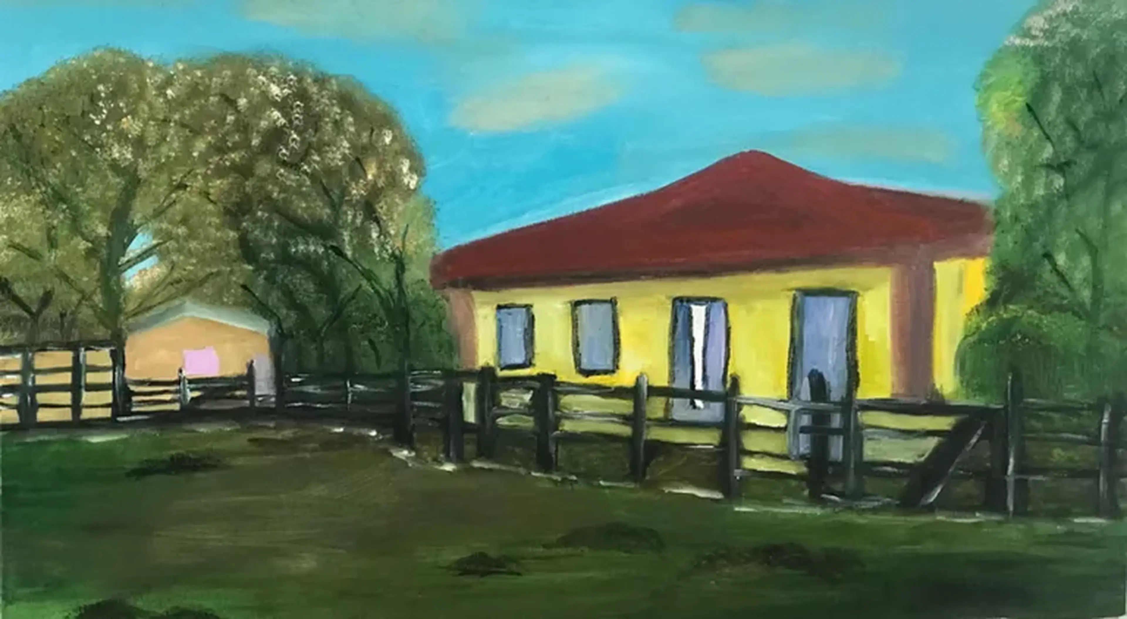 Tela tinta a óleo 40x70 “Casa na Fazenda” imagem