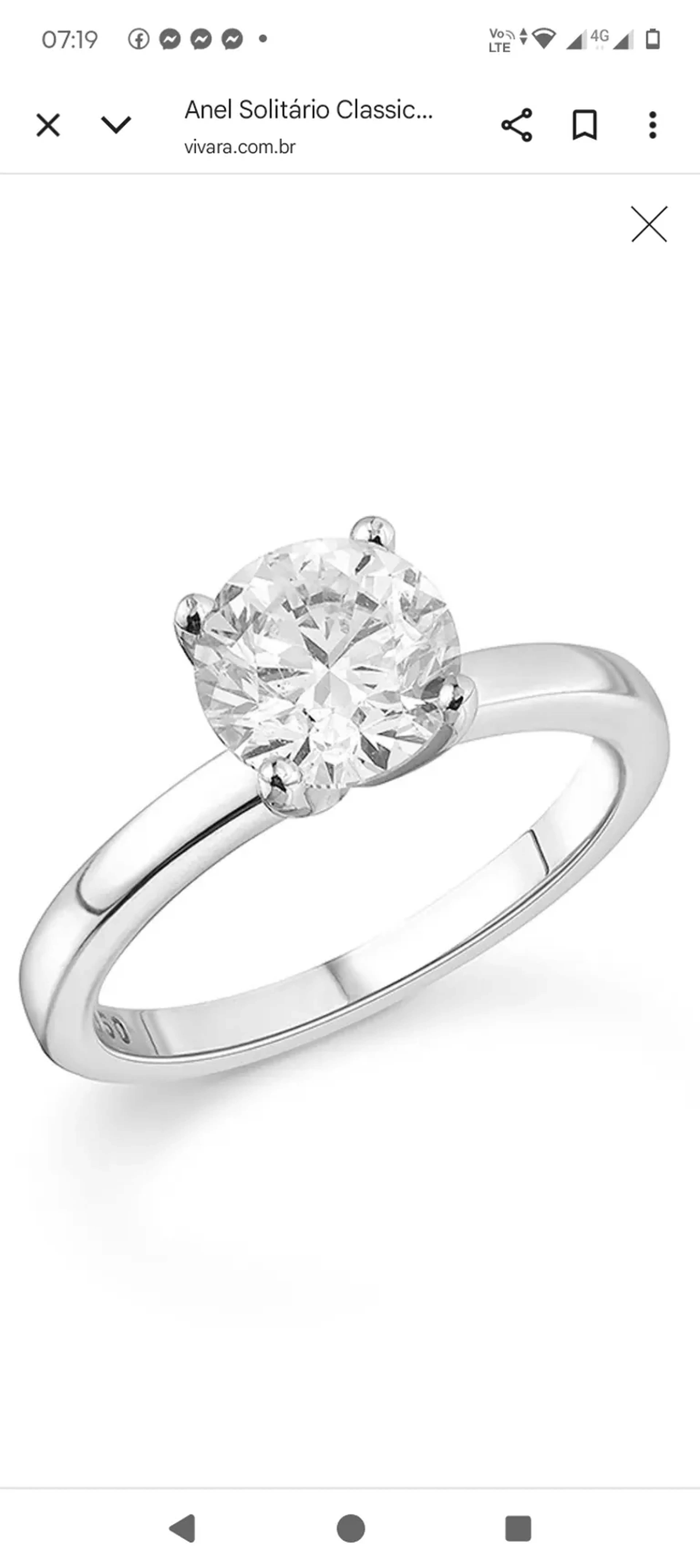 Anel Solitário Classic em Ouro Branco 18k com Diamante 1,50 ct imagem